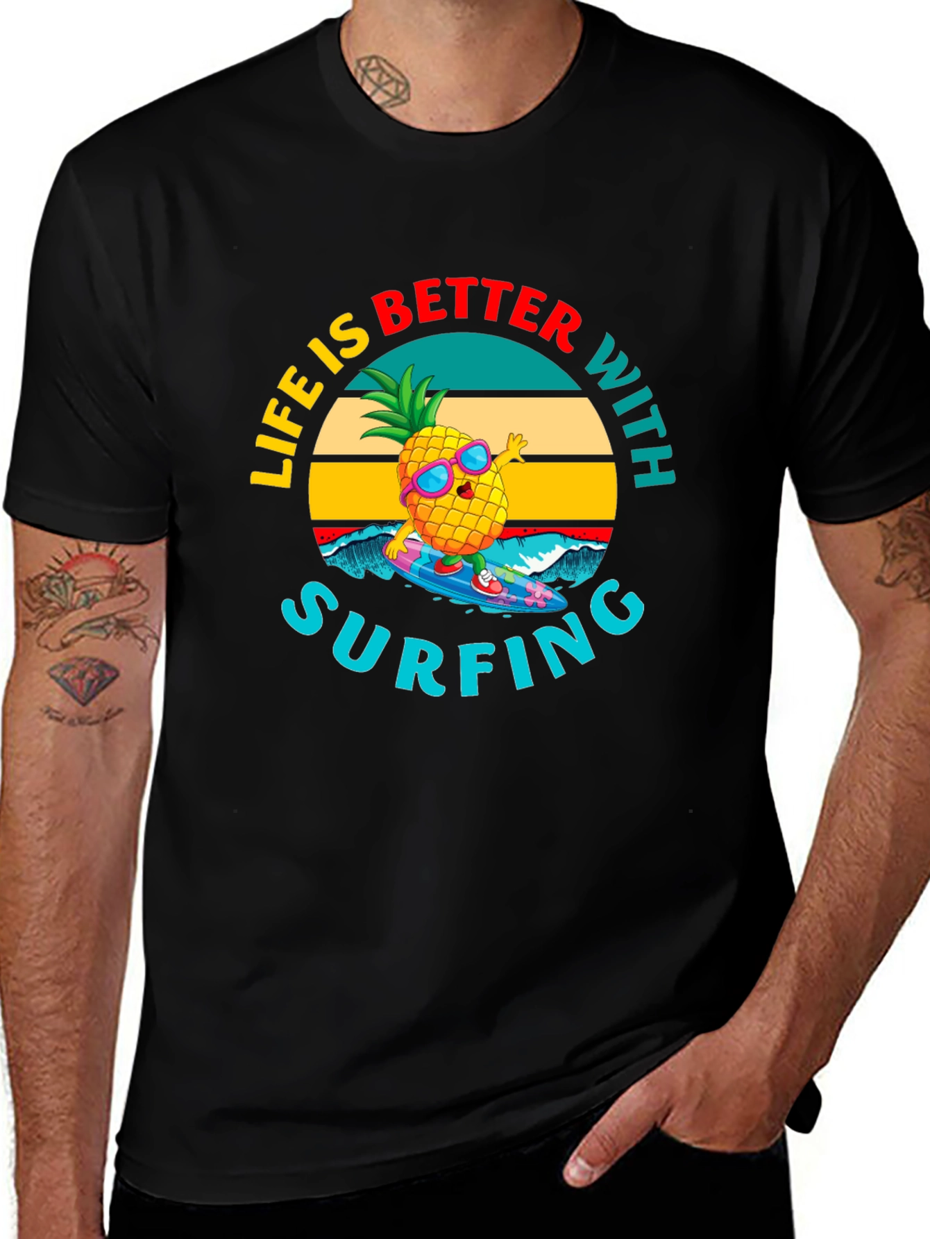 Life is Better with Surfing Pineapple Graphic Tee