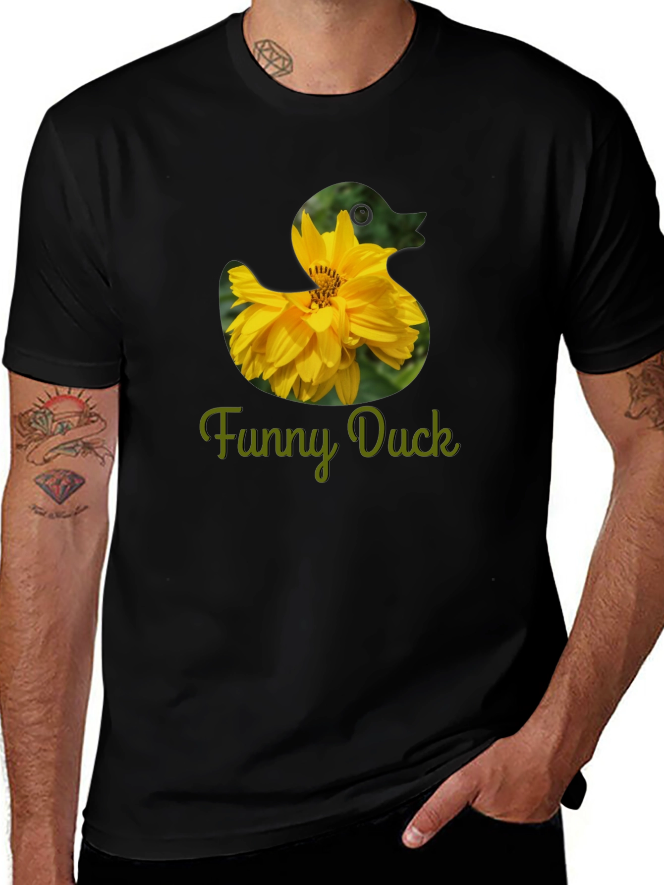 Variant 3 of Funny Duck Flower T-Shirt - Novelty Graphic Tee