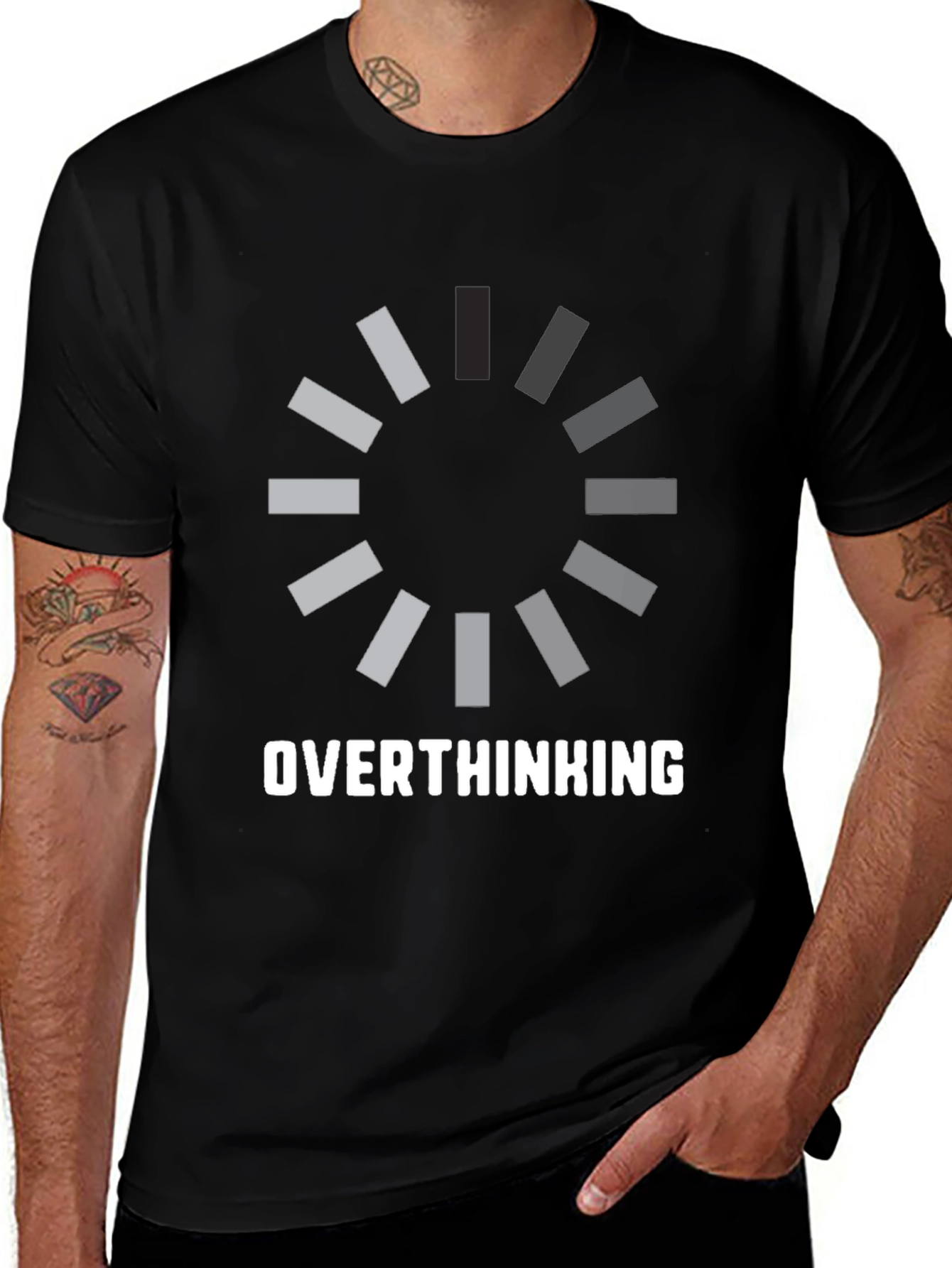 Variant 29 of Overthinking Loading Funny Black T-Shirt