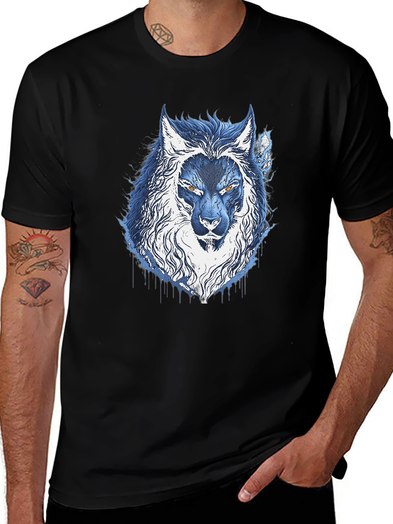 Variant 30 of Wolf Graphic Print Black T-Shirt