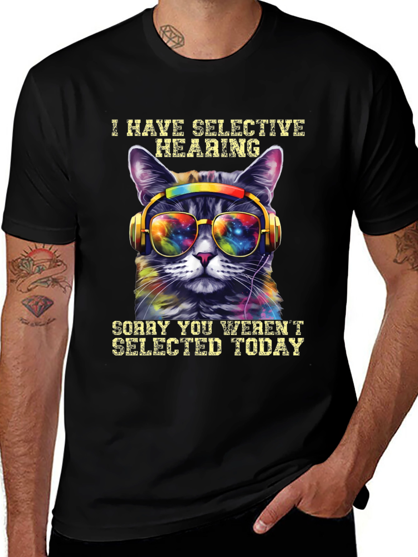 Variant 6 of Selective Hearing Cat T-Shirt