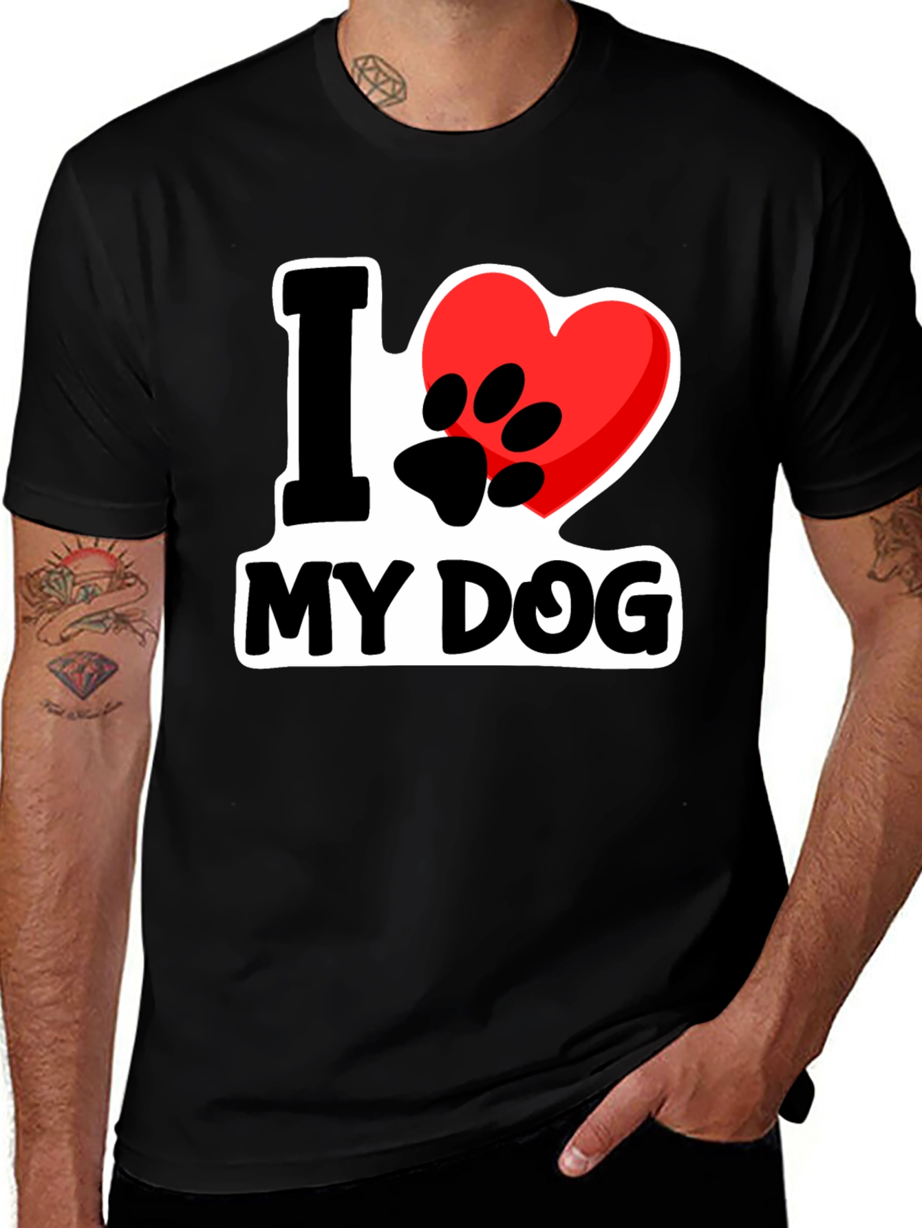 Variant 12 of I Love My Dog T-Shirt - Heart Paw Print Design