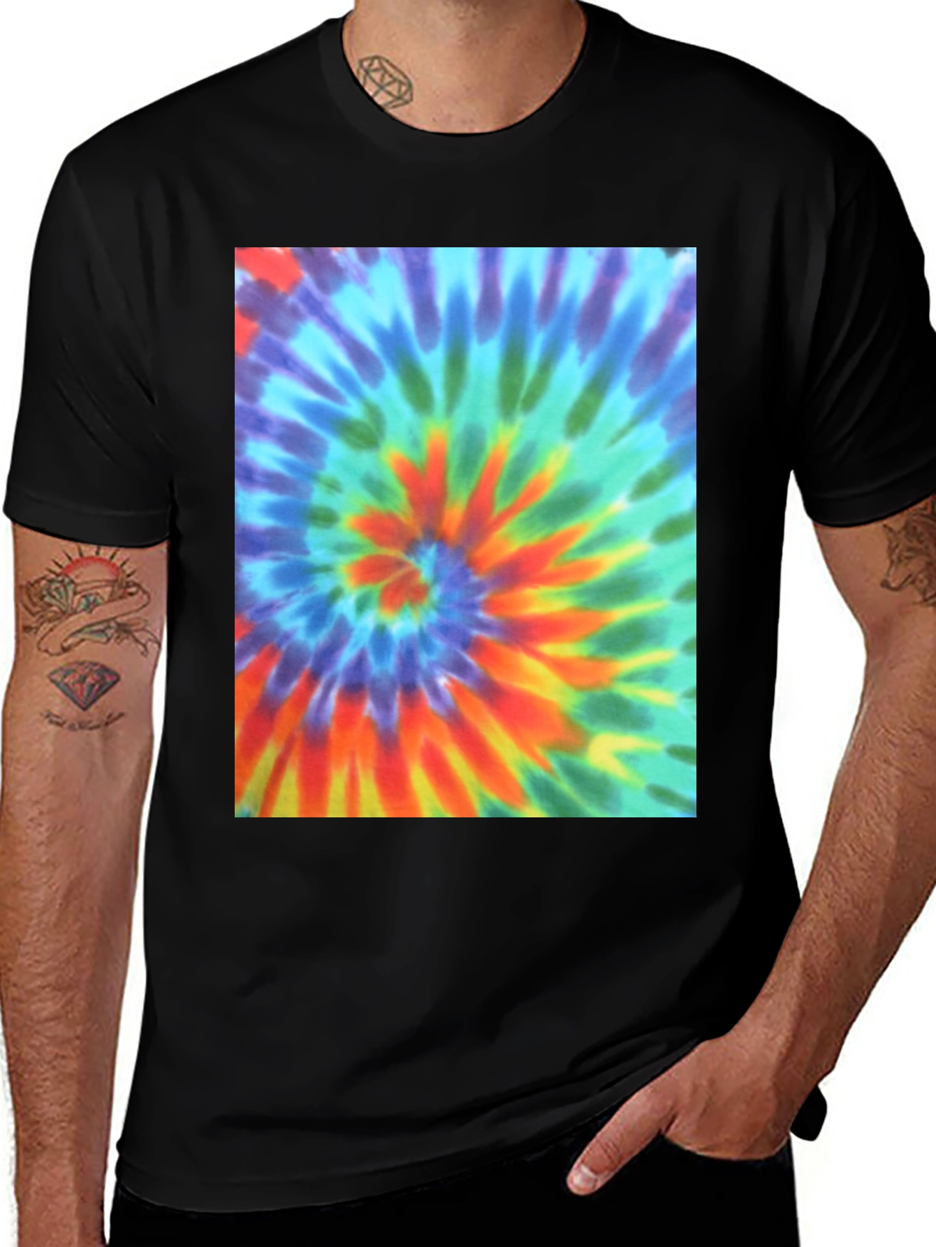 Tie Dye Swirl Graphic Tee - Men's Black T-Shirt