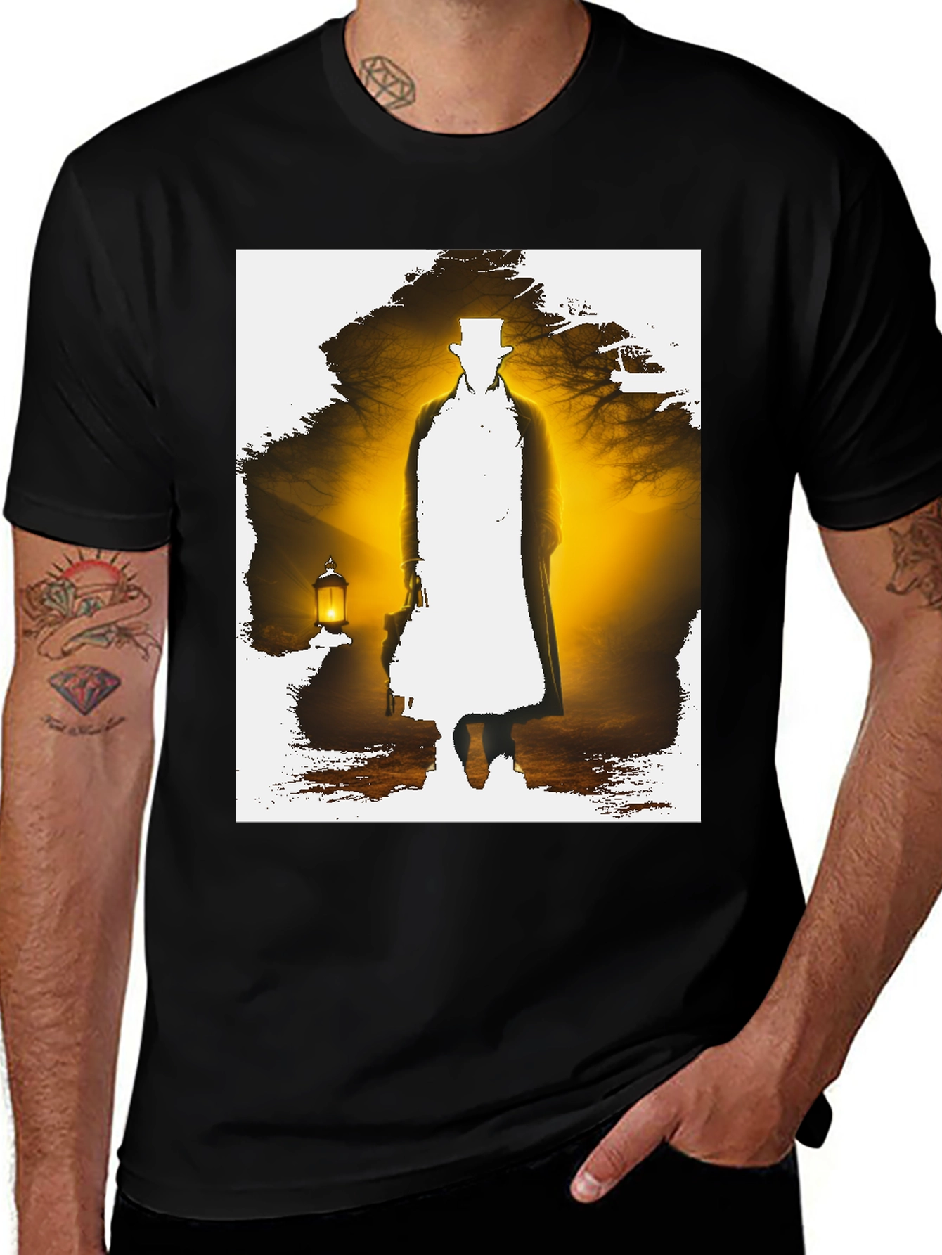 Lantern Man Graphic Tee - Black