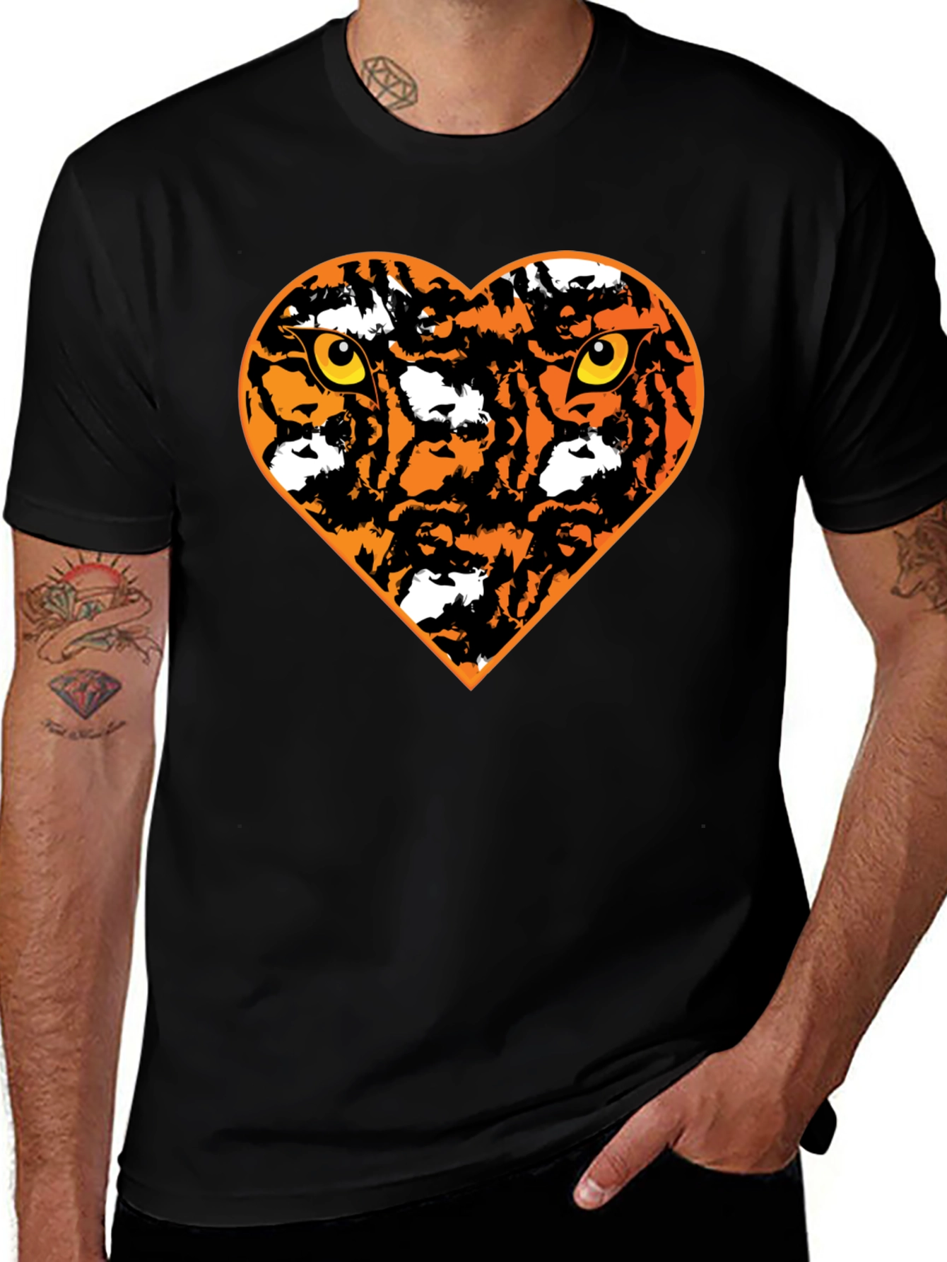 Variant 17 of Tiger Heart Graphic T-Shirt - Black