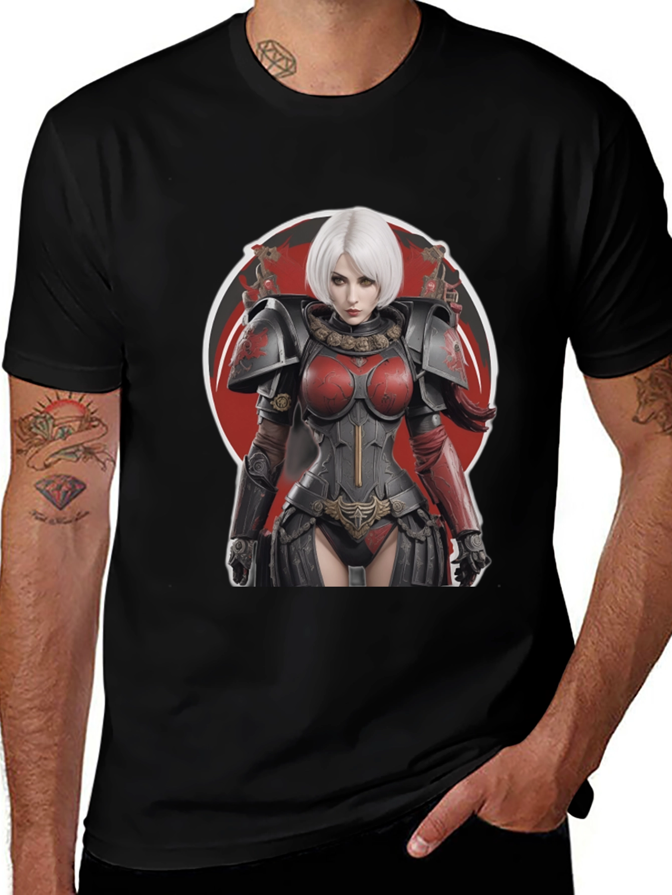 Variant 19 of Warrior Woman Graphic Tee - Bold Black T-Shirt