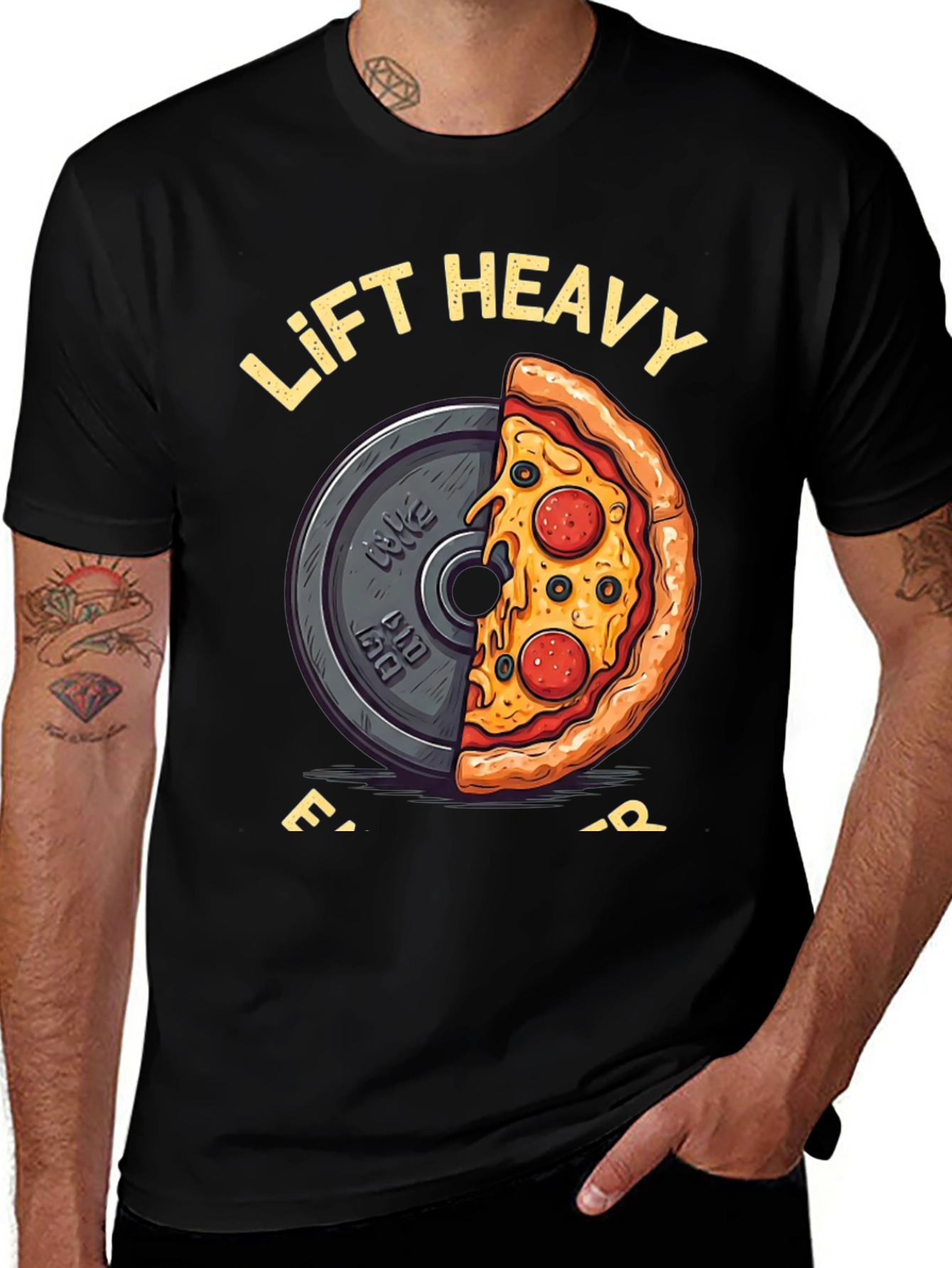 Variant 27 of Lift Heavy Eat Pizza Graphic T-Shirt