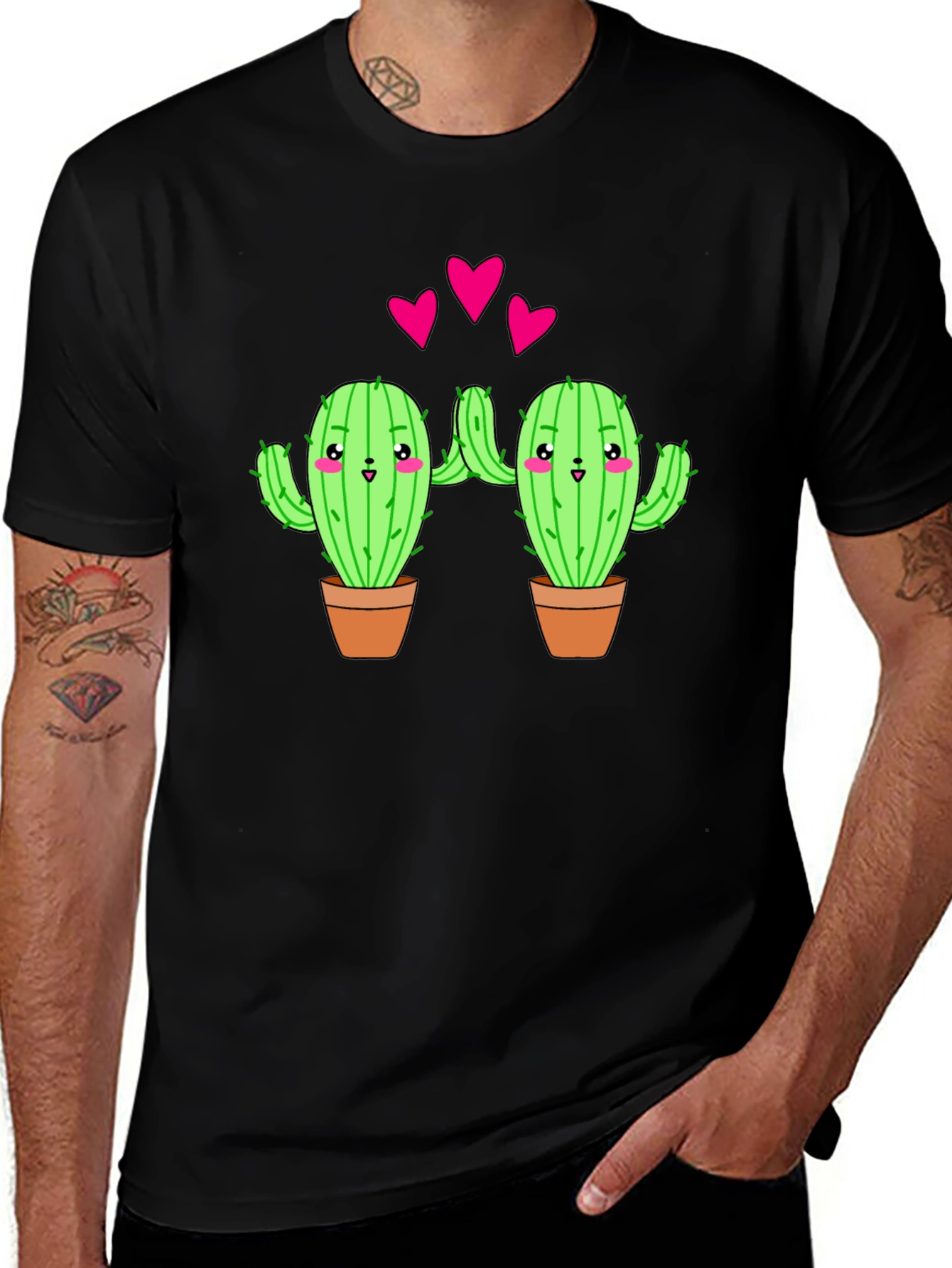 Variant 10 of Cactus Love Graphic T-Shirt - Black