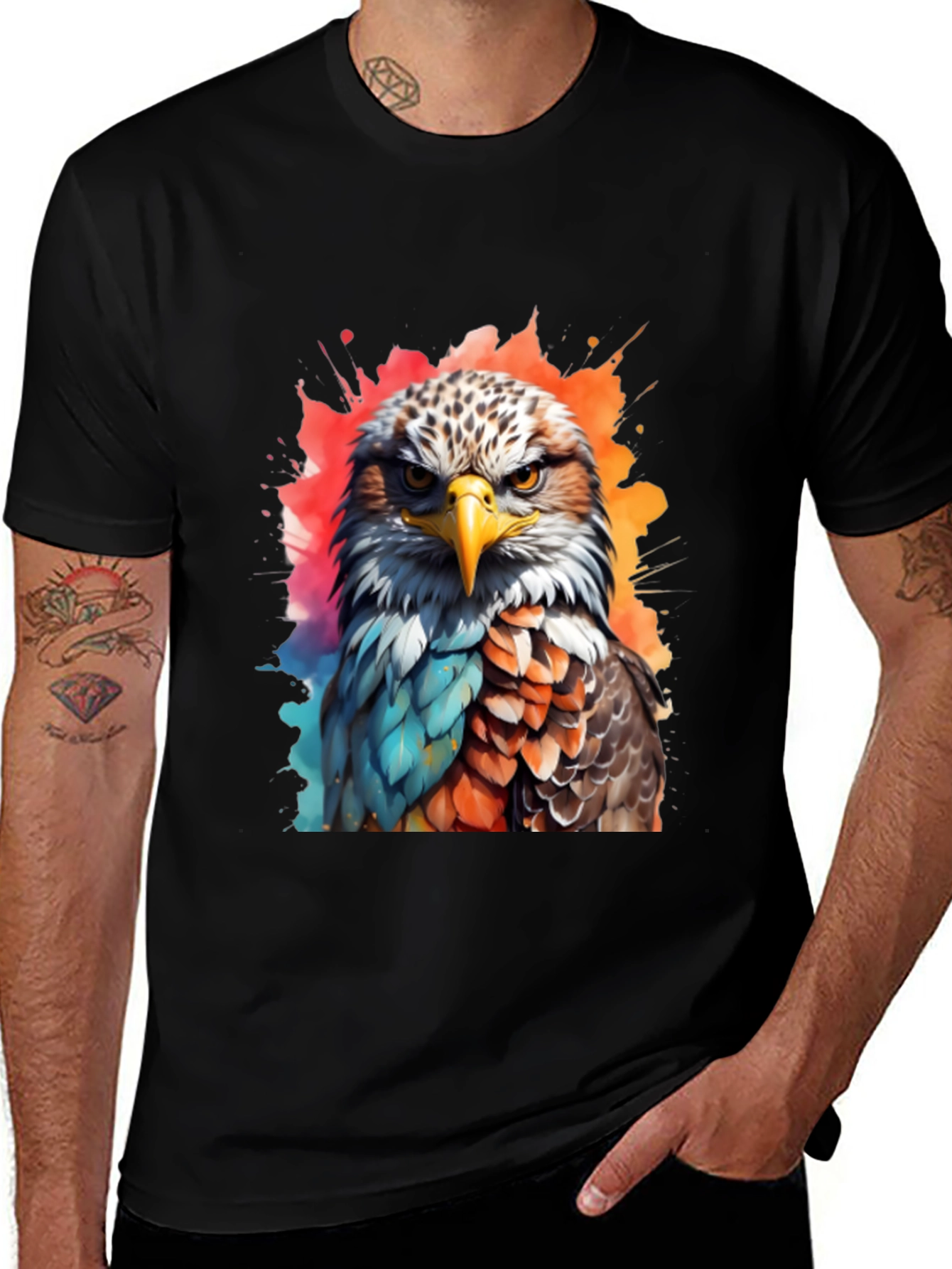 Variant 17 of Watercolor Eagle Graphic Tee - Bold Bird of Prey Design