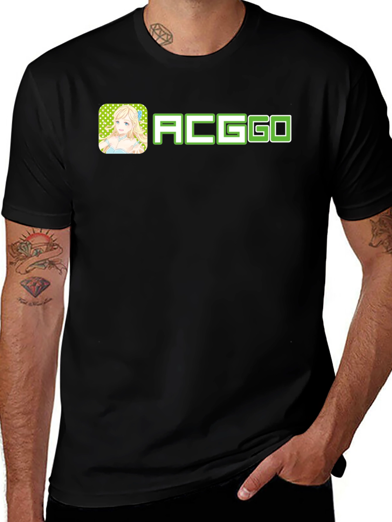 Variant 14 of ACGGO Anime Style Black Tee Shirt