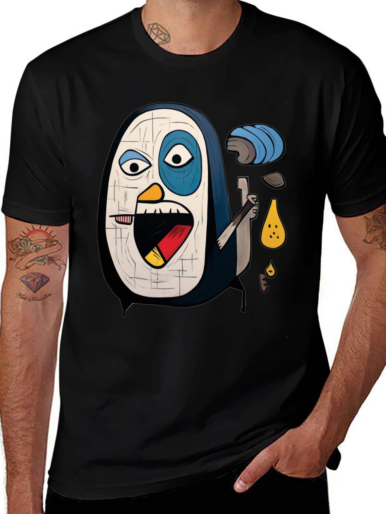 Variant 9 of Abstract Penguin Graphic Tee - Black