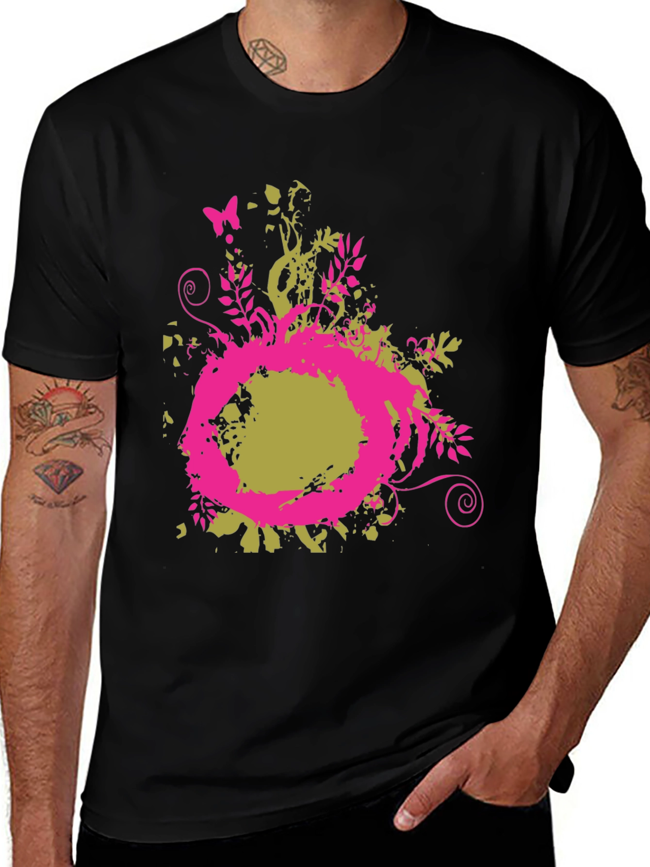 Variant 16 of Abstract Floral Graphic Black T-Shirt