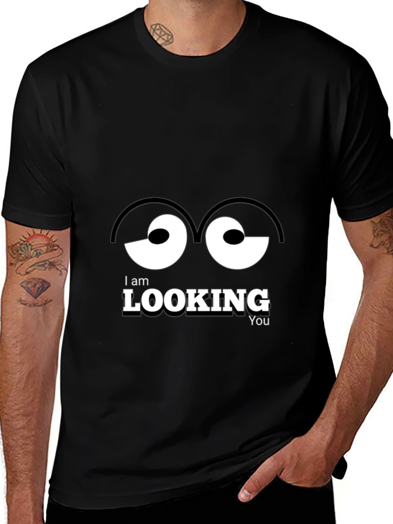 Funny Eyes Graphic Black T-Shirt