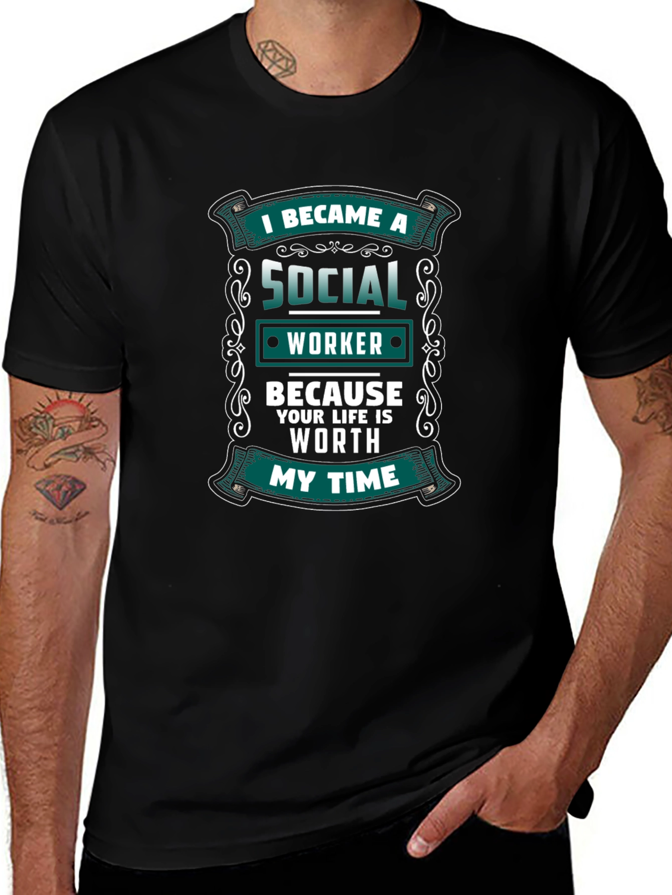 Variant 9 of Social Worker Tee - Because Your Life Is Worth My Time