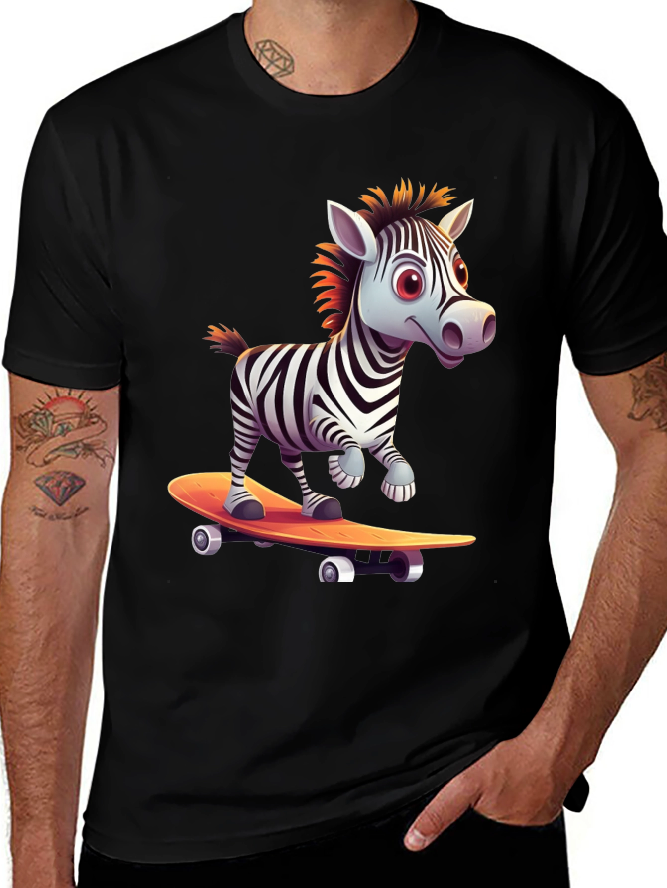 Zebra Skateboard T-Shirt