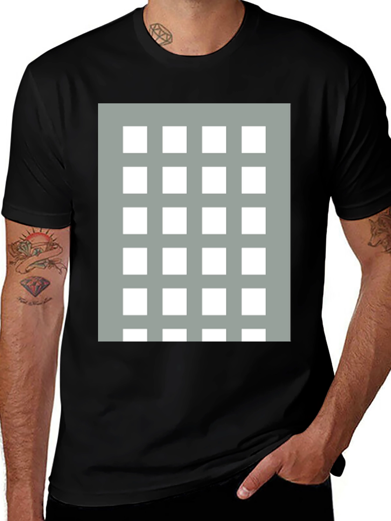 Variant 19 of Modern Grid Graphic T-Shirt - Casual Style