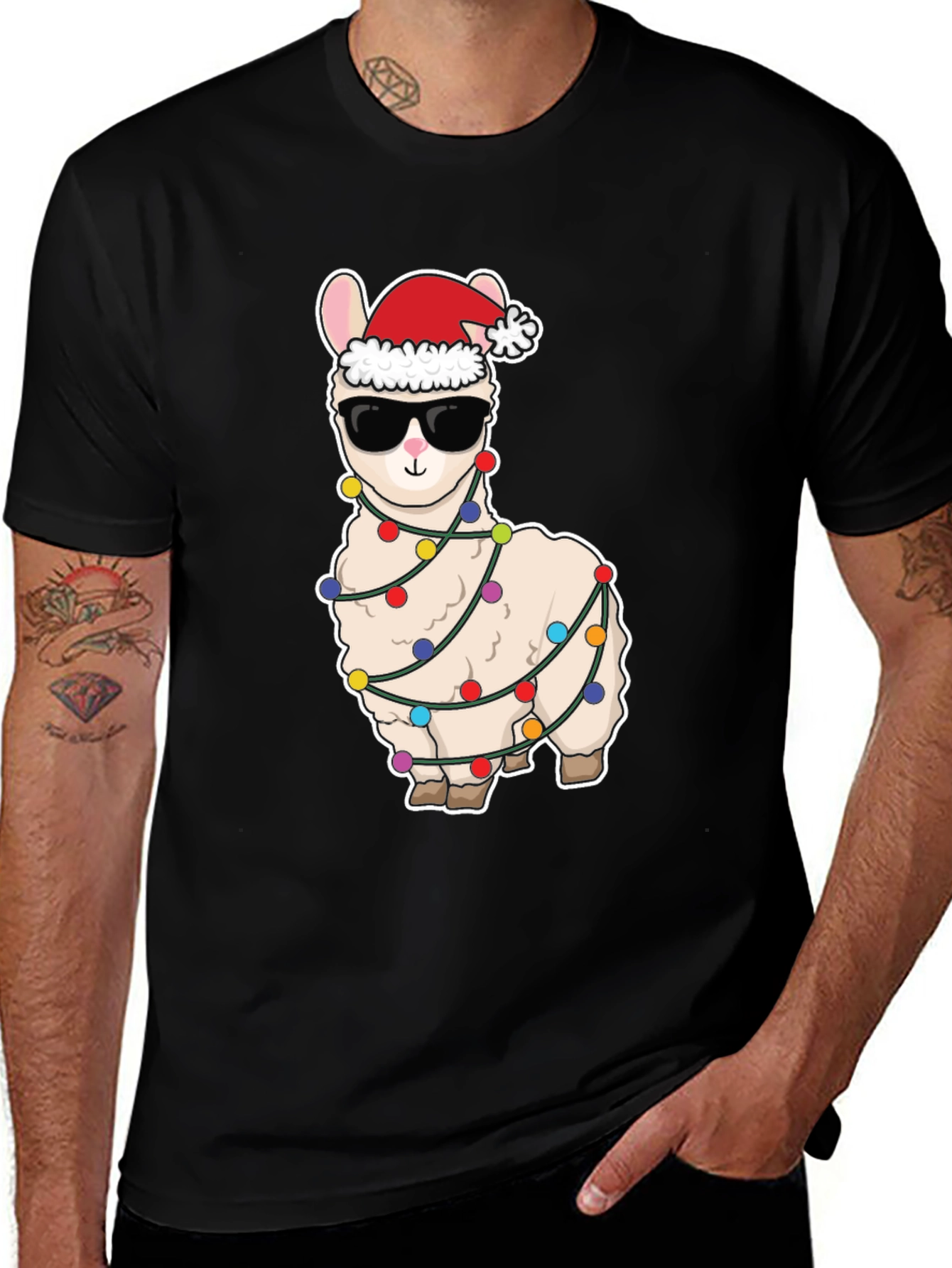 Variant 4 of Festive Llama Christmas T-Shirt