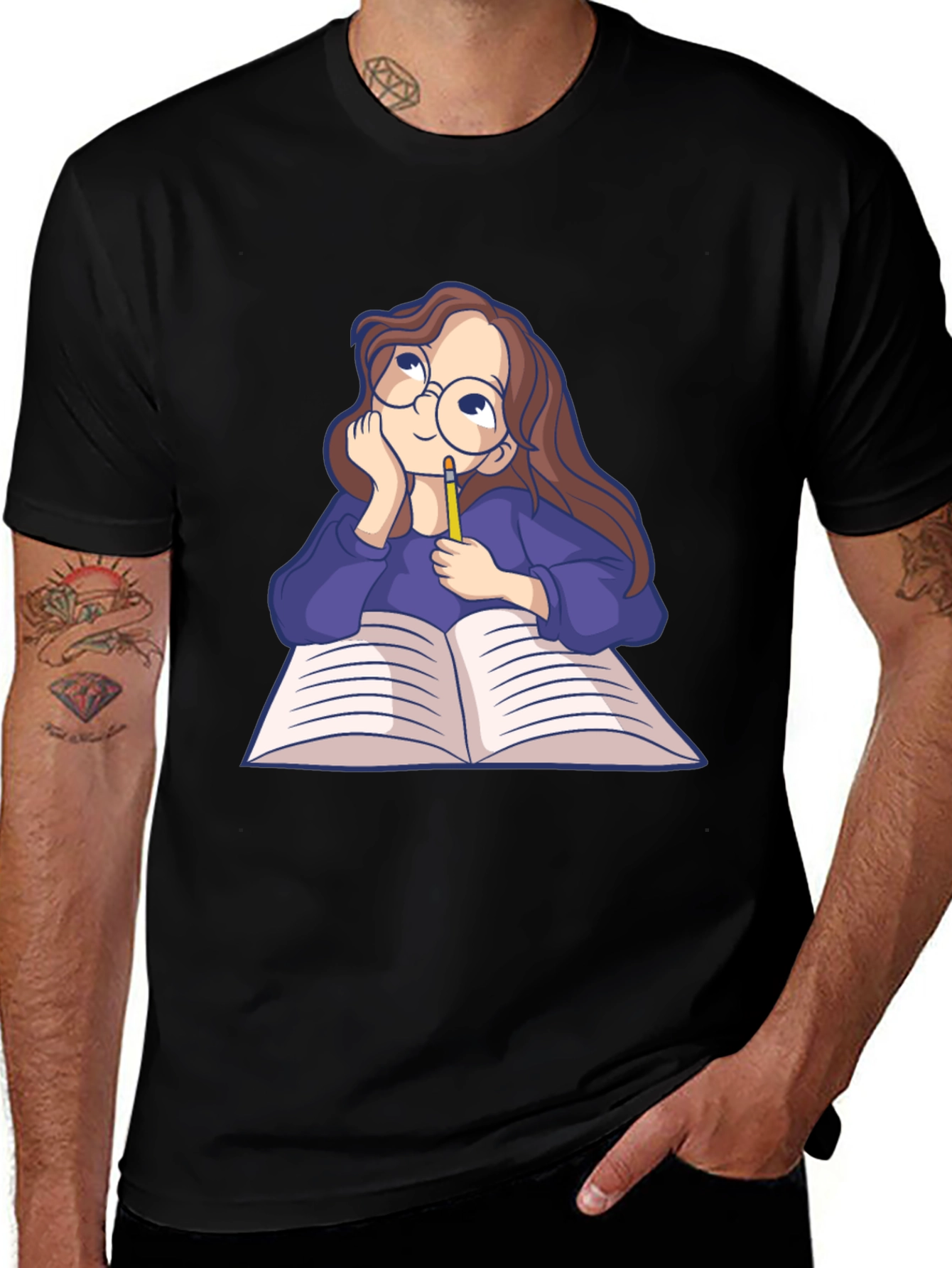 Dreamy Reader Graphic Tee - Black Casual T-Shirt
