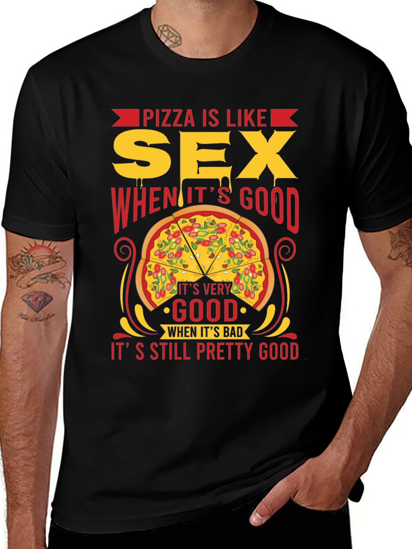 Variant 7 of Pizza & Sex Funny Graphic T-Shirt