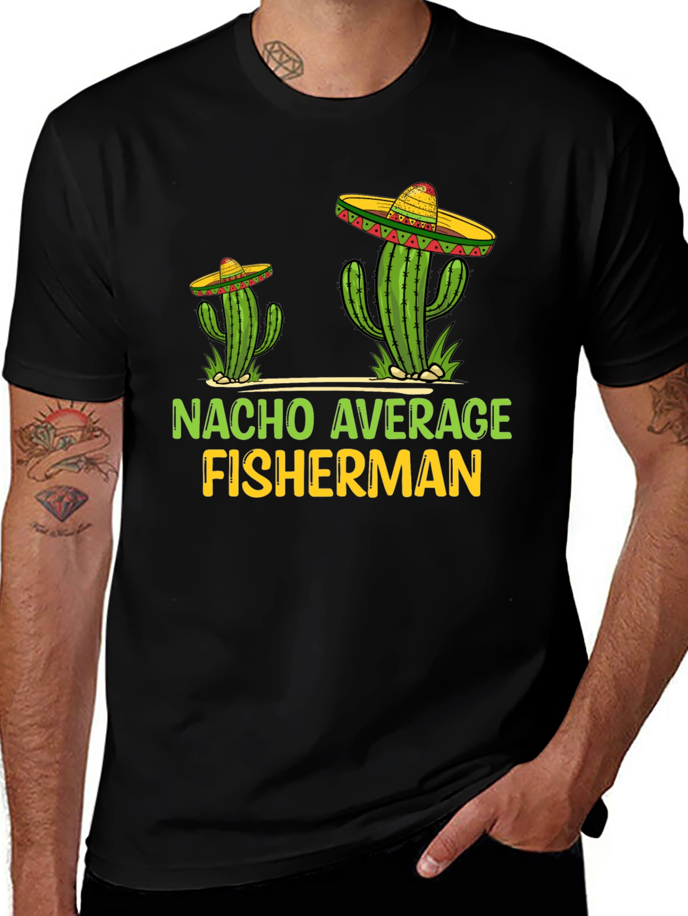 Variant 21 of Nacho Average Fisherman Cactus T-Shirt
