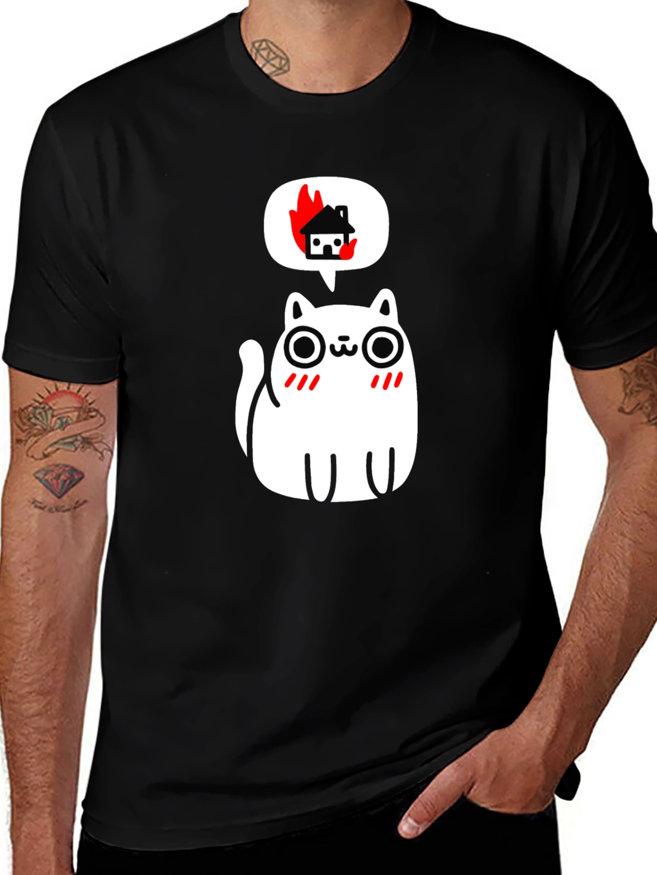 Variant 7 of Burning House Cat T-Shirt - Quirky Graphic Tee