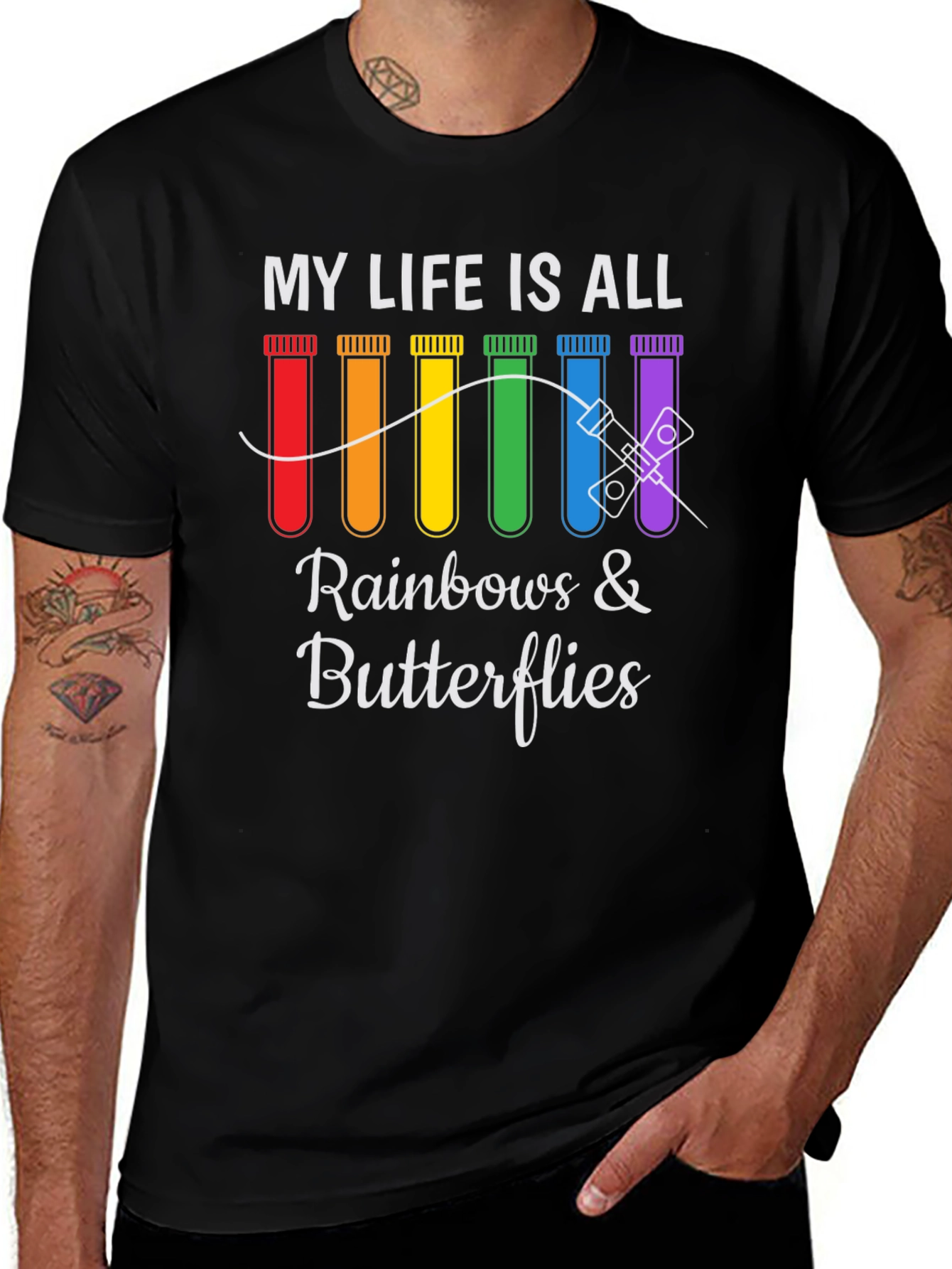 Variant 17 of Rainbows & Butterflies Lab Tech T-Shirt
