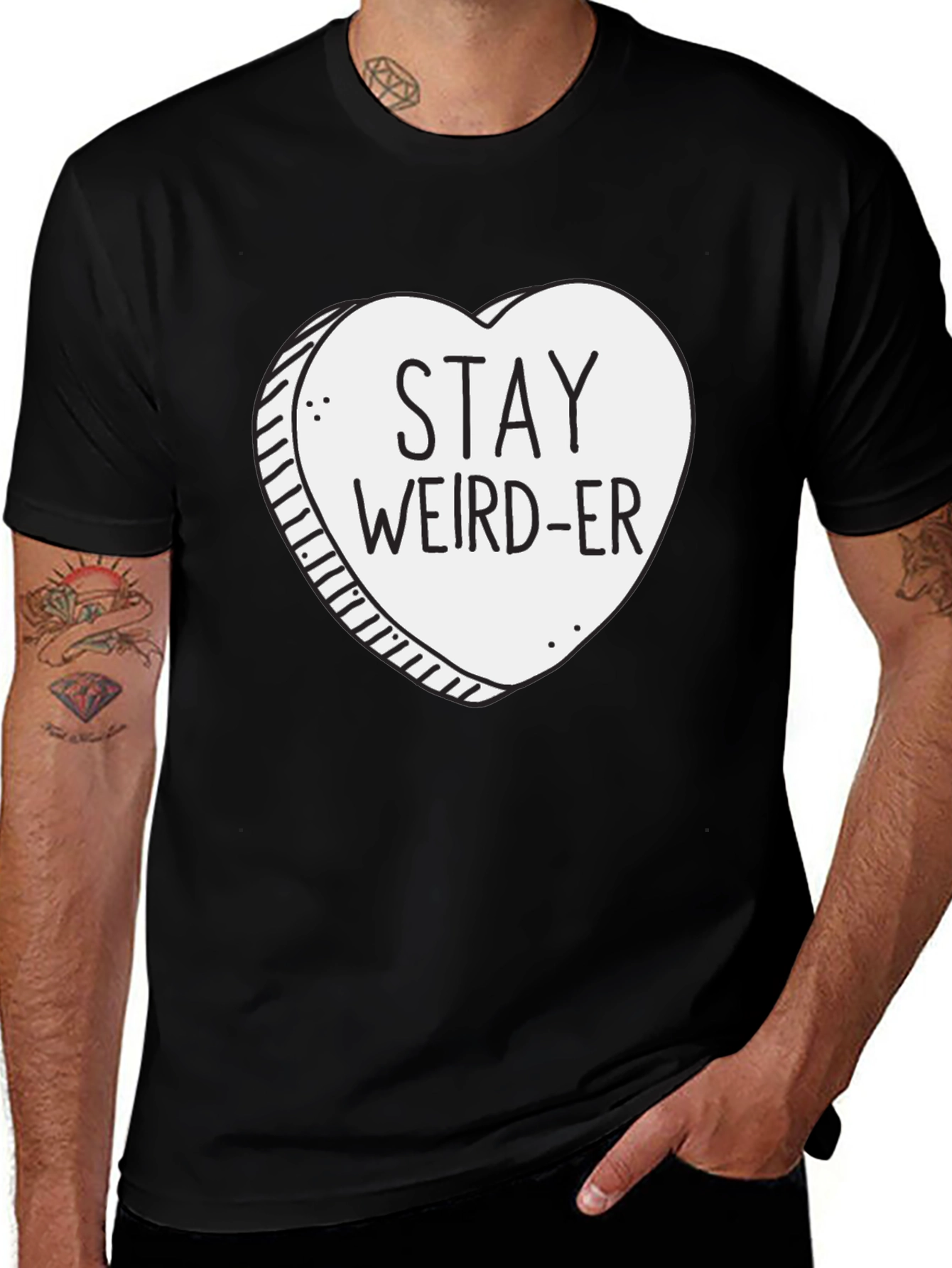 Variant 15 of Stay Weird-er Heart Graphic Black T-Shirt