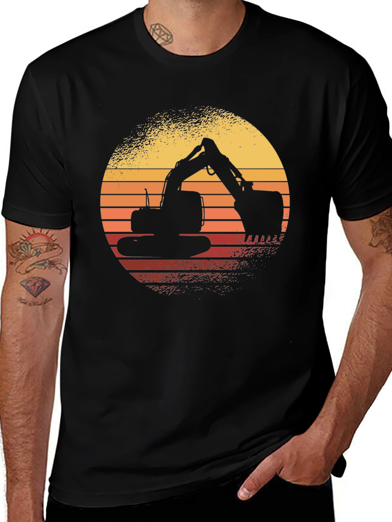Variant 7 of Excavator Sunset Graphic Tee - Construction Shirt