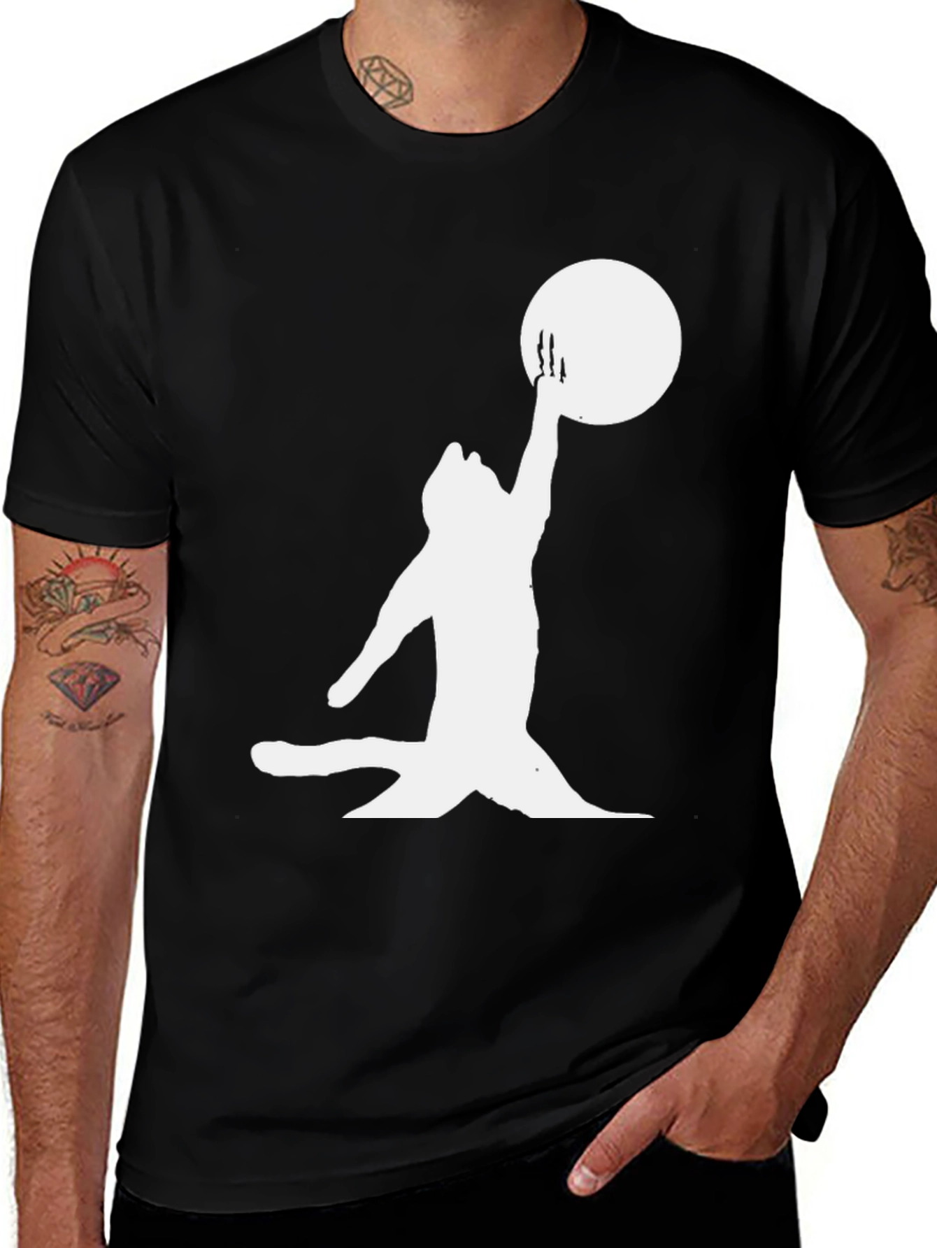 Variant 11 of Black Cat Moon Graphic Tee - Unisex
