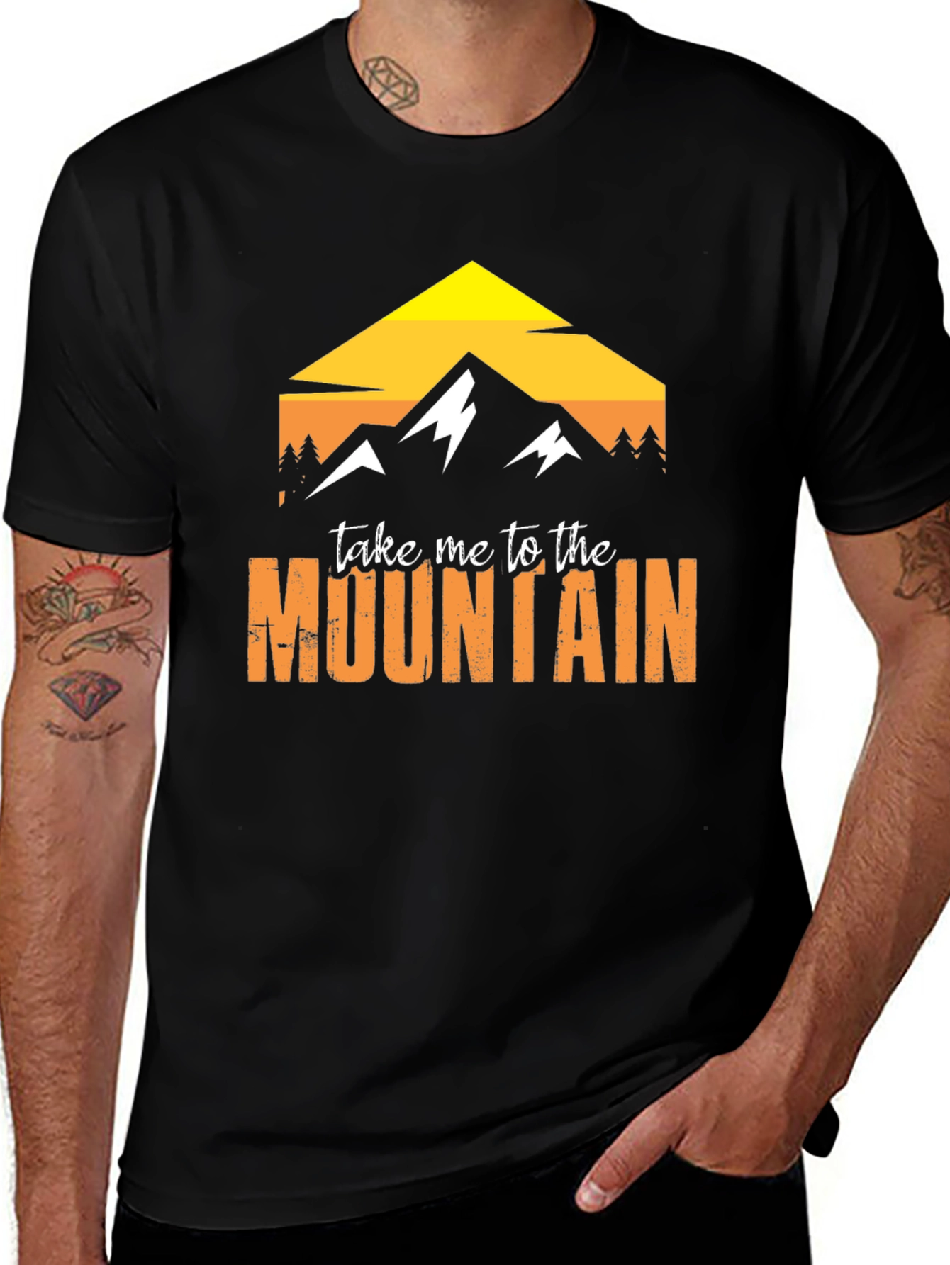Variant 21 of Mountain Graphic Tee - Black Cotton Adventure Shirt