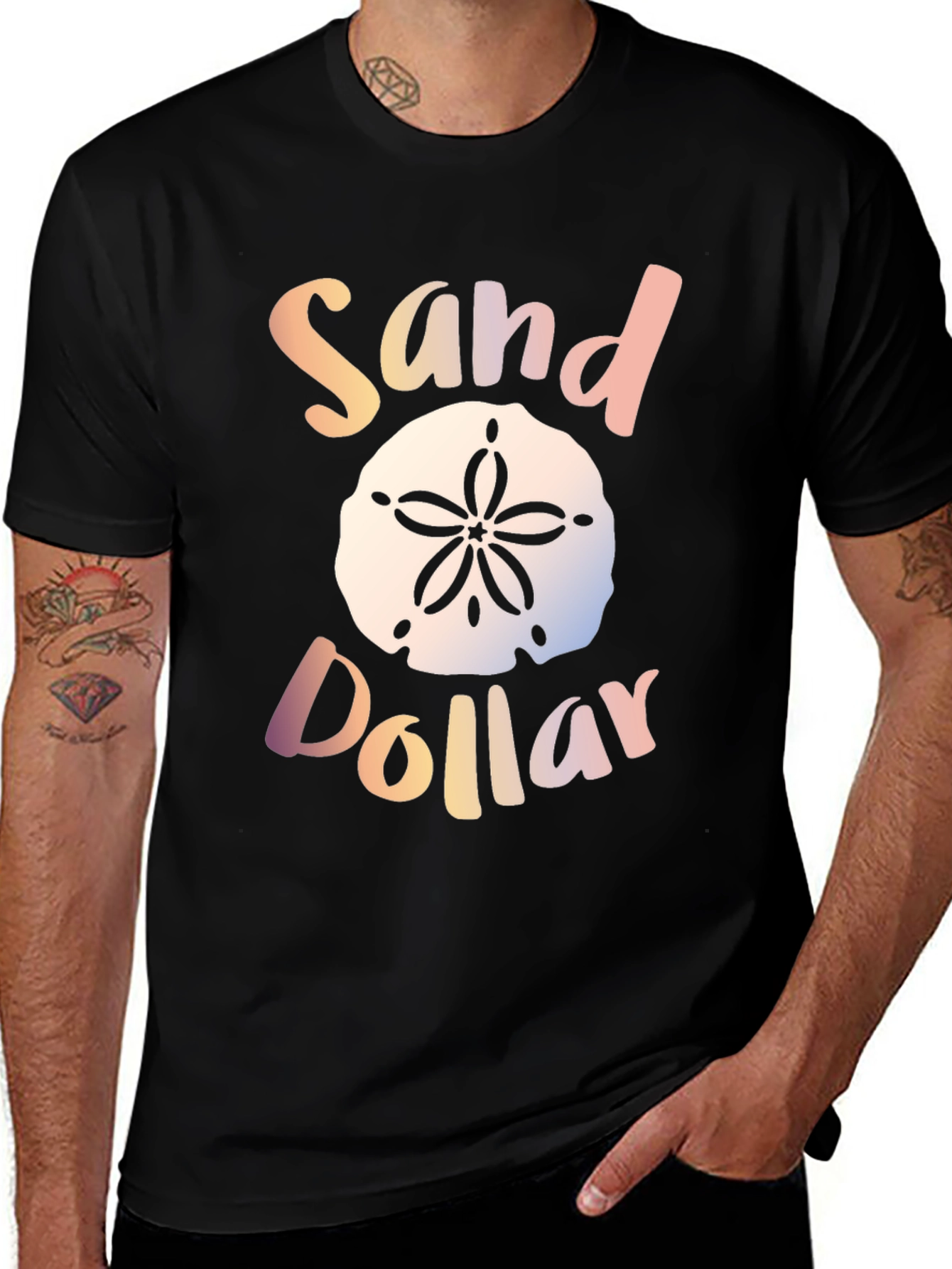 Variant 11 of Sand Dollar Graphic Black T-Shirt