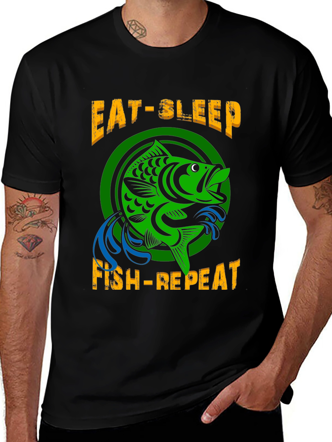 Variant 11 of Eat Sleep Fish Repeat Graphic T-Shirt
