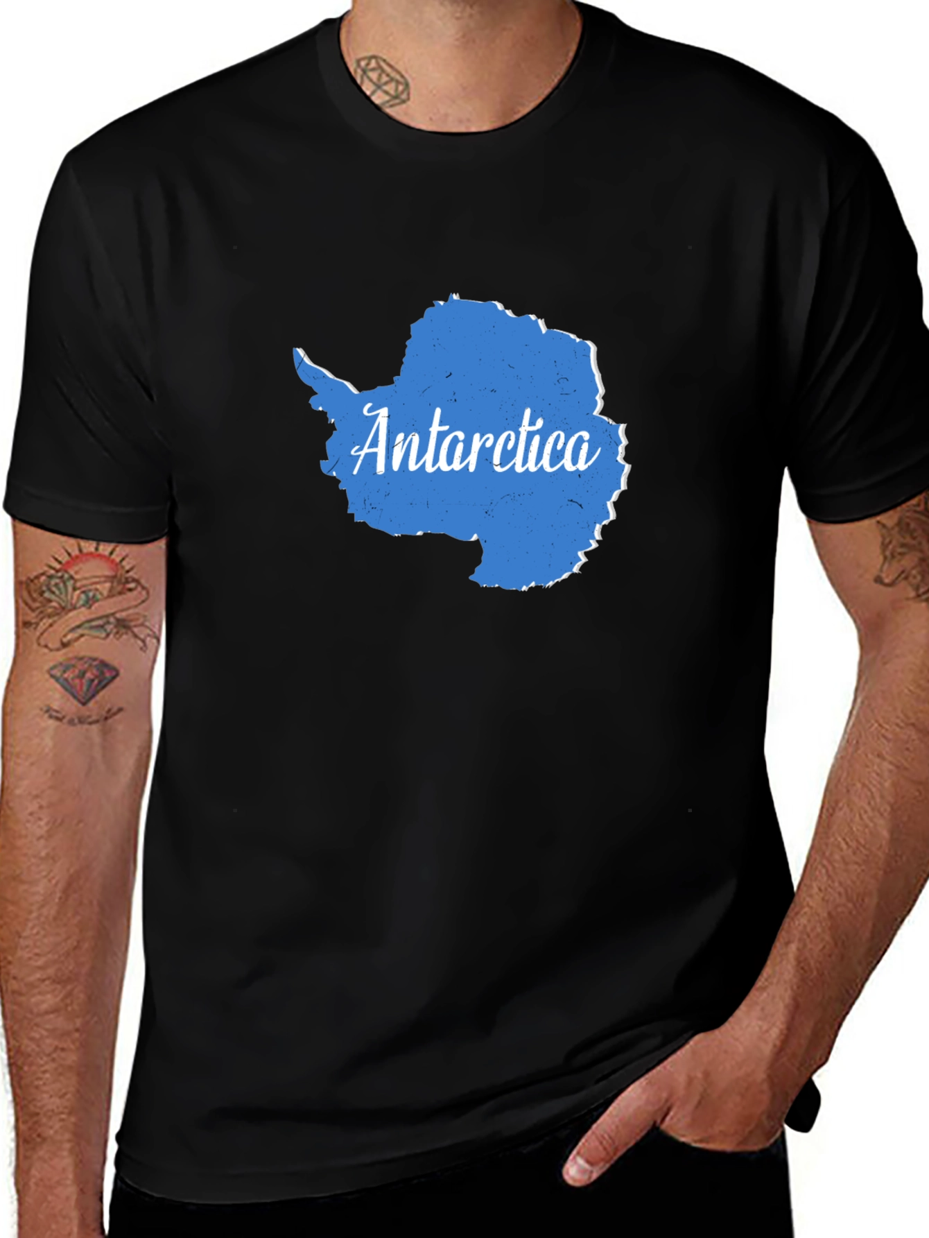 Antarctica Map Graphic Tee - Black