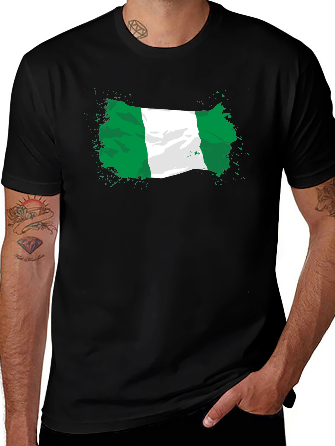 Variant 3 of Nigeria Flag Graphic T-Shirt - Black, Casual Wear