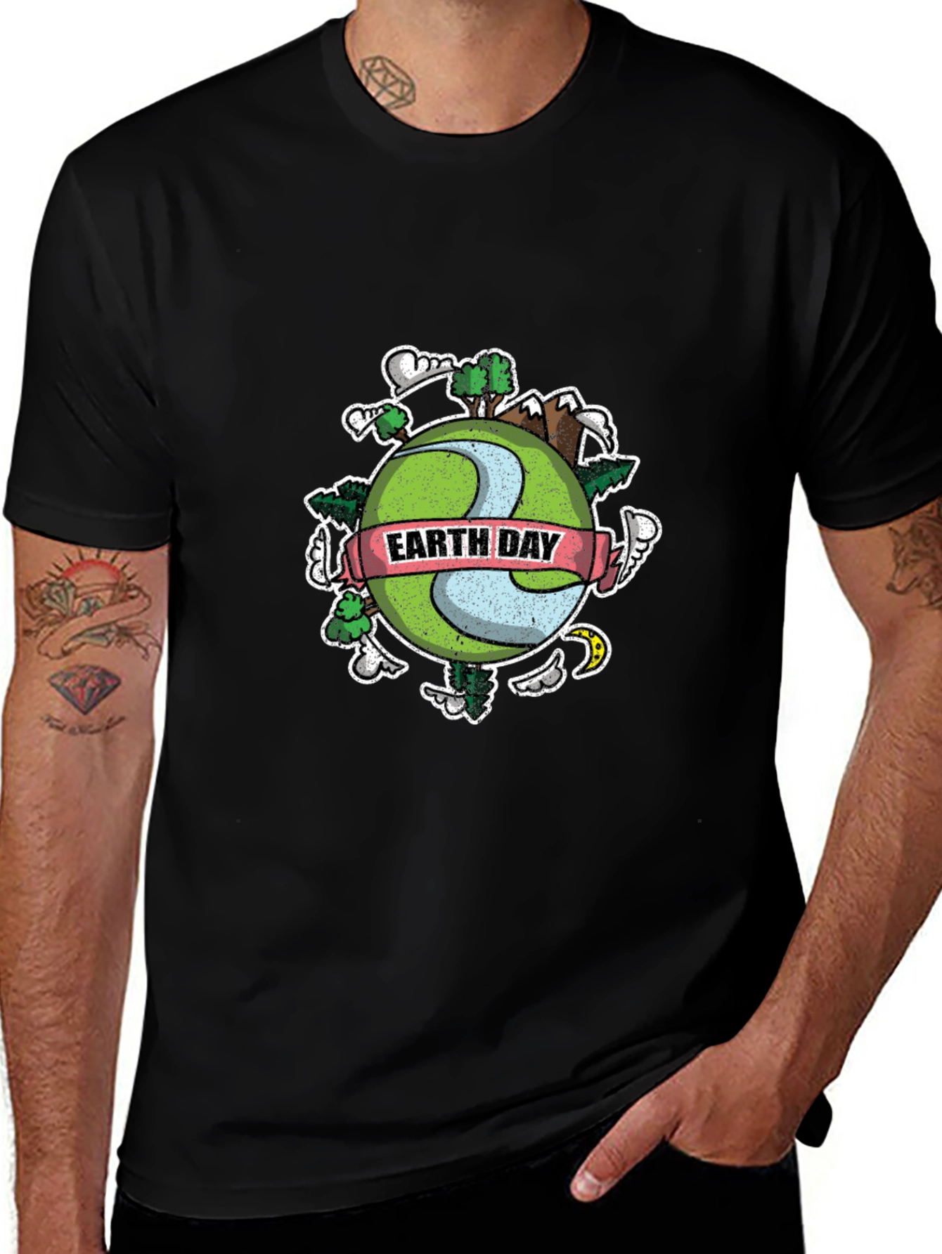 Earth Day Graphic T-Shirt - Black