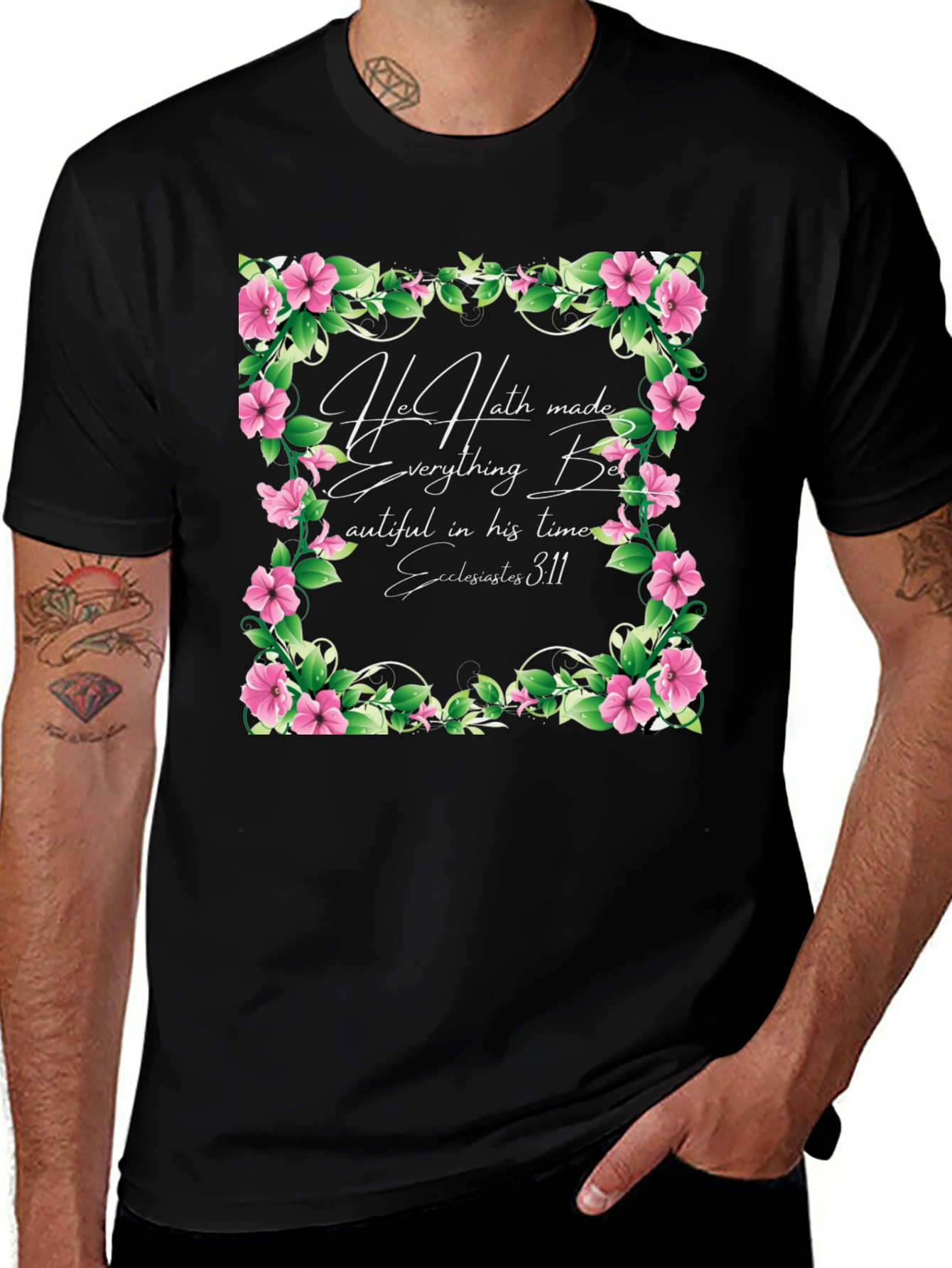 Floral Scripture T-Shirt - 'Beautiful in His Time'