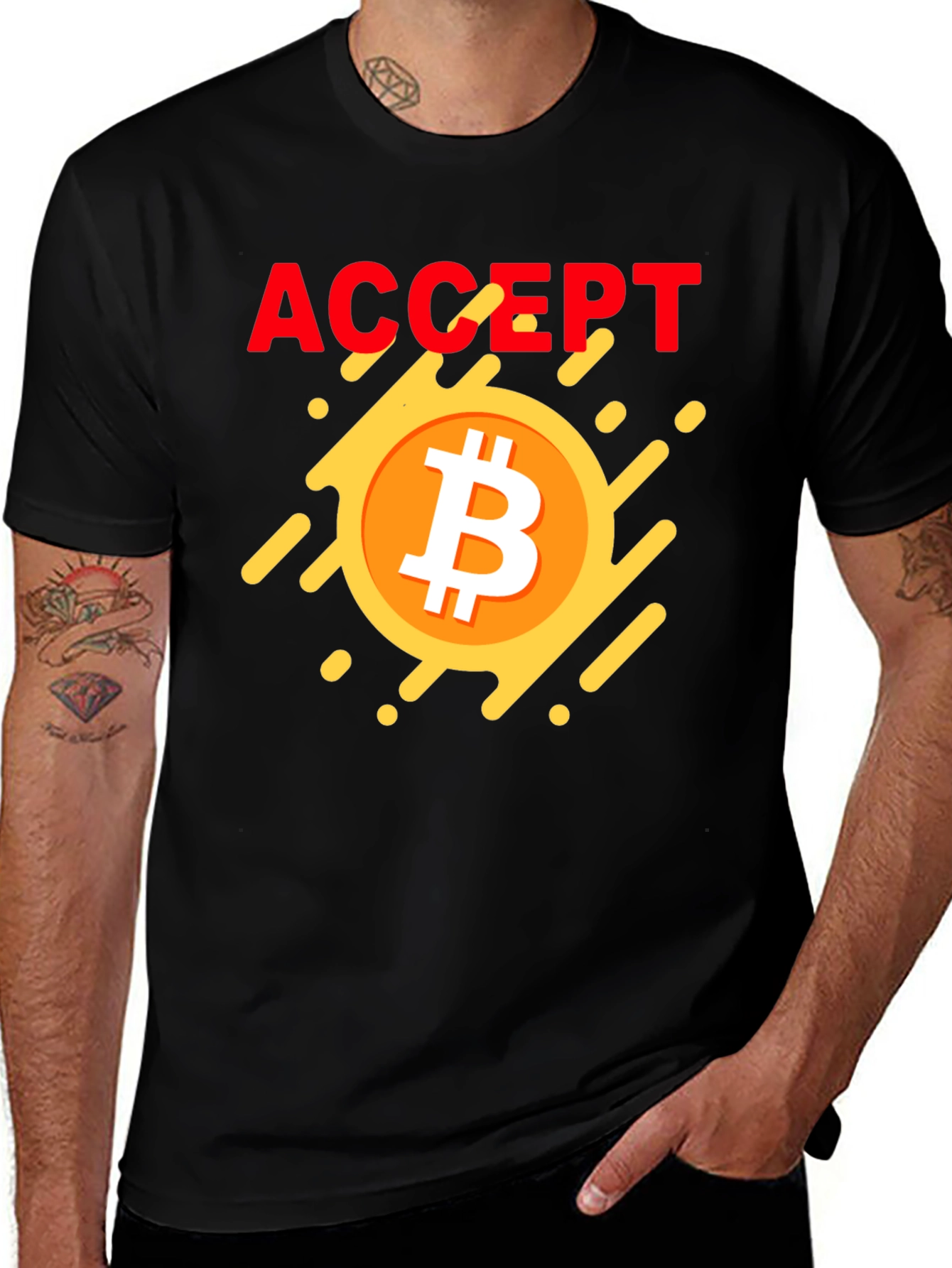 Accept Bitcoin Black Graphic Tee