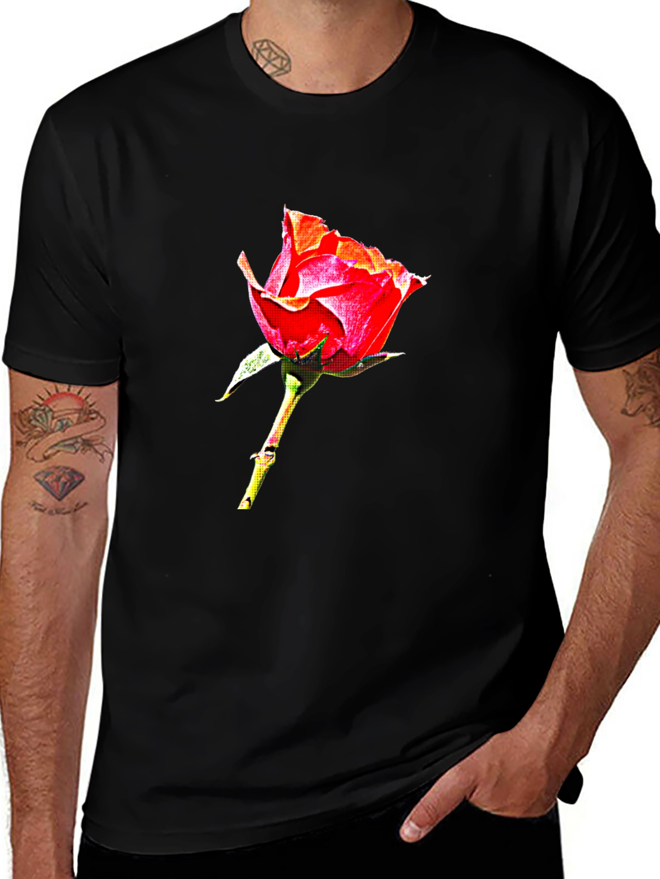 Variant 26 of Rose Graphic Tee - Elegant Floral Design