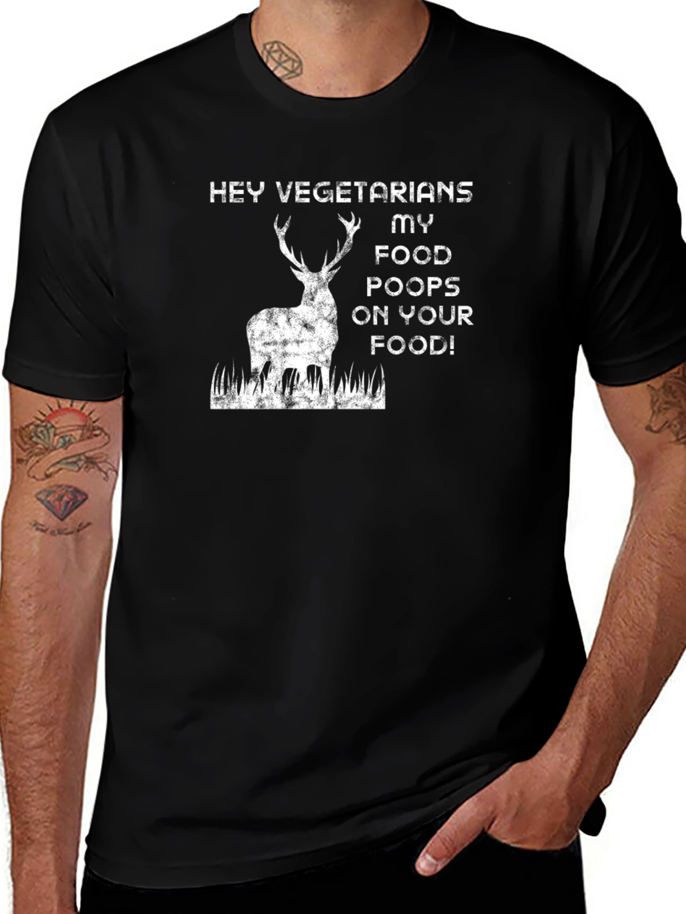 Variant 30 of Hey Vegetarians, Deer Graphic Tee - Hunting Humor Shirt