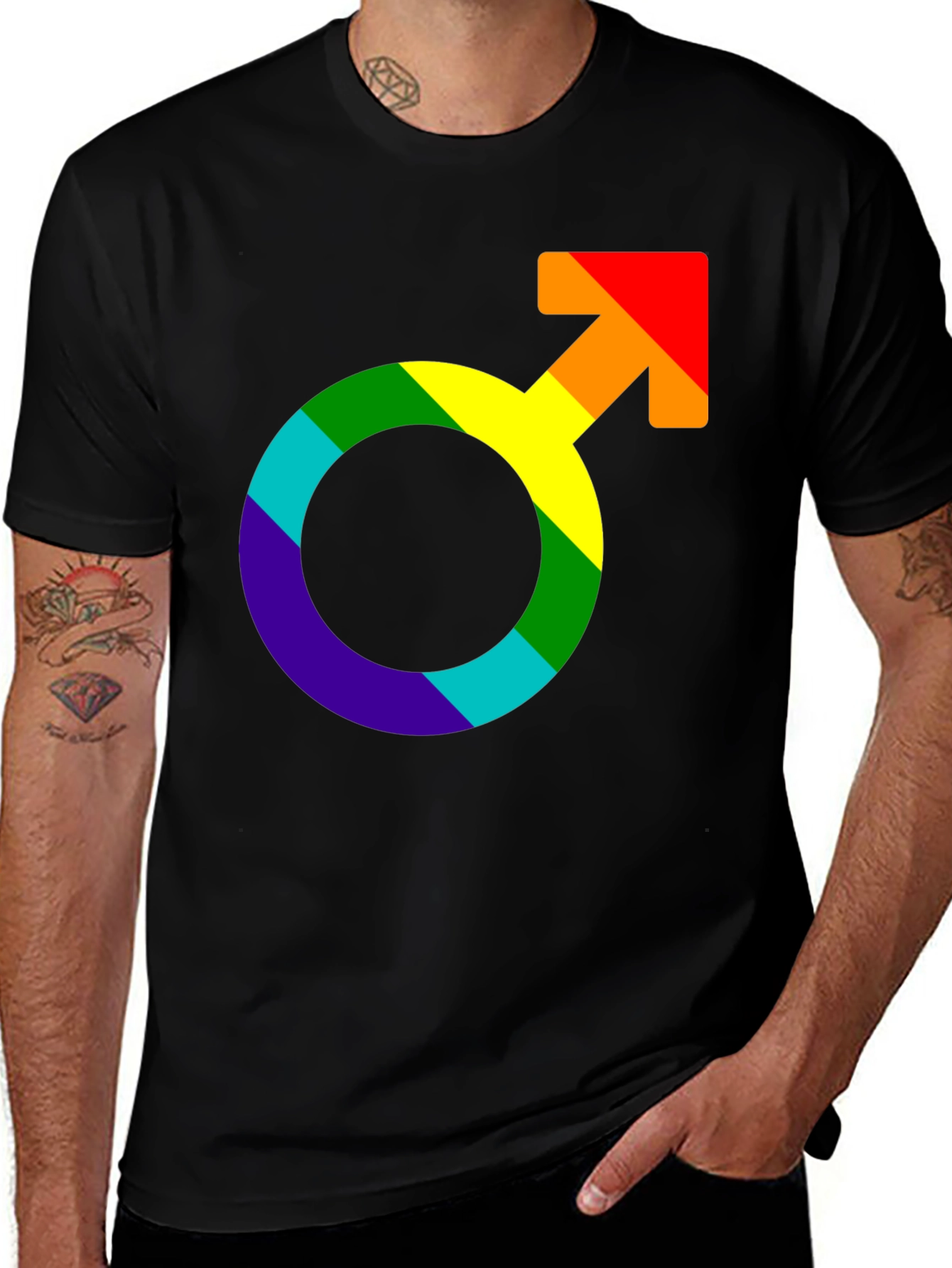 Variant 15 of Rainbow Pride Symbol Black T-Shirt