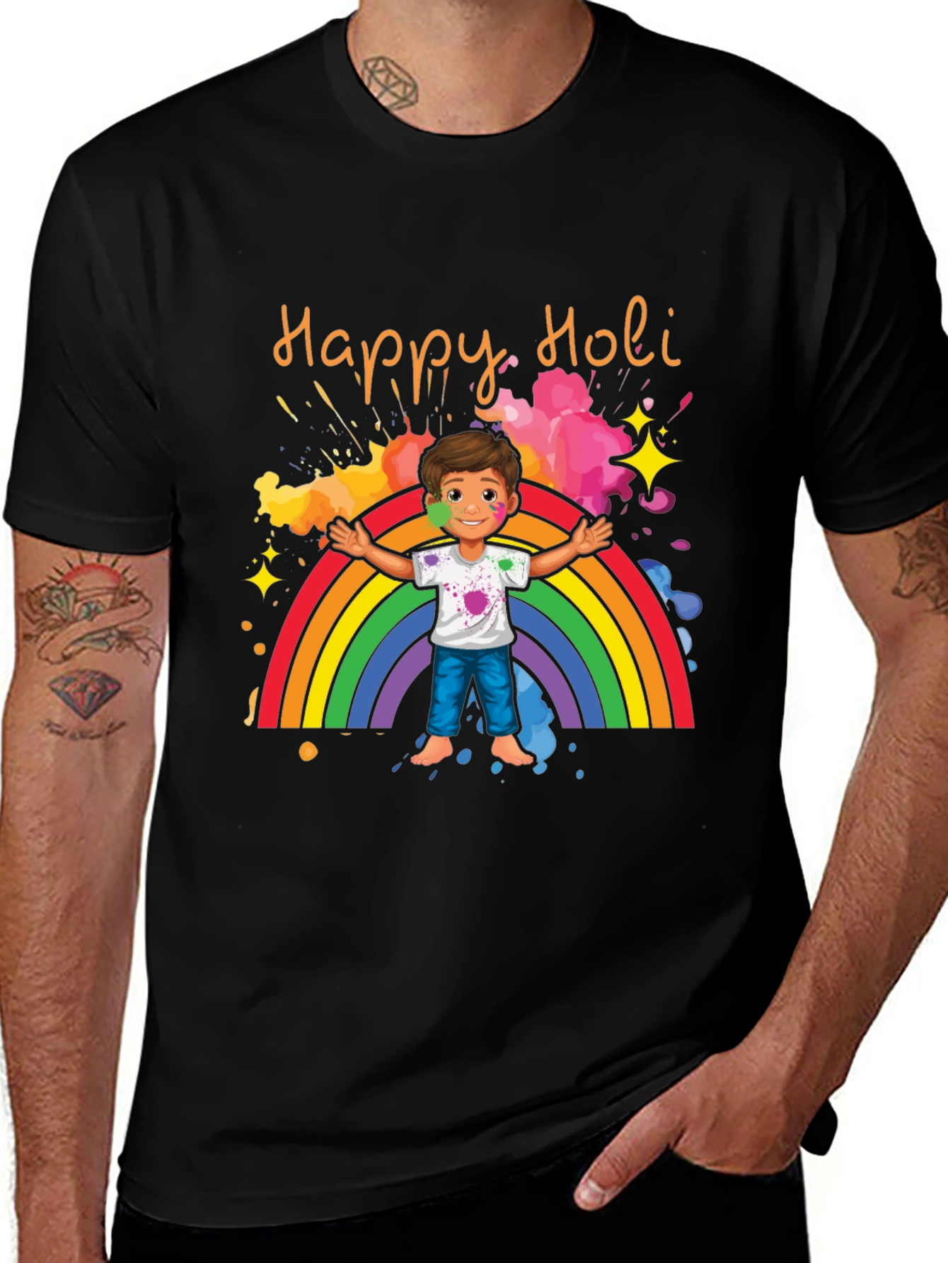 Happy Holi T-Shirt - Rainbow & Celebration