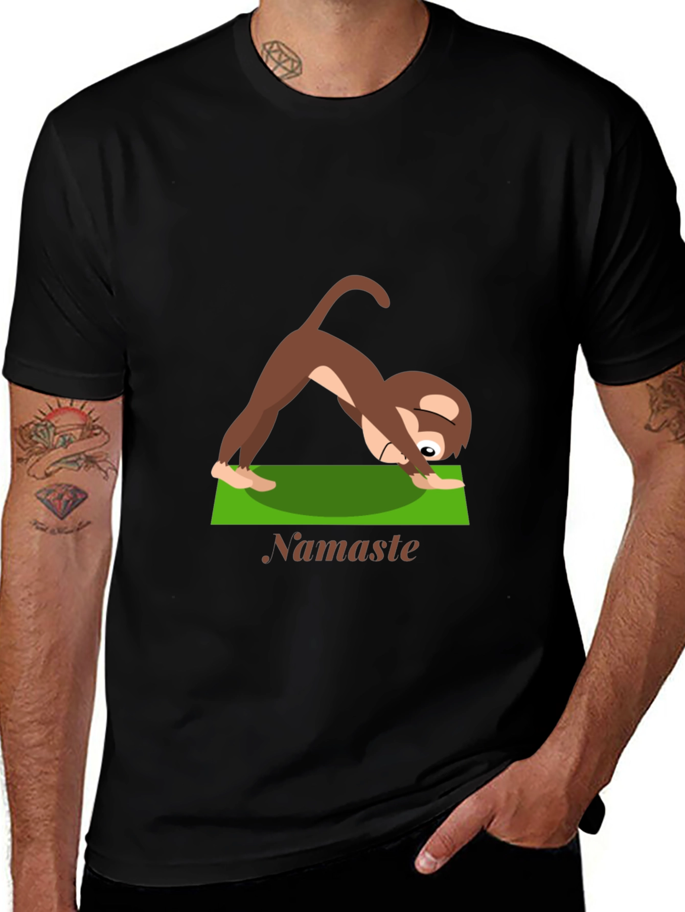 Variant 26 of Yoga Monkey Namaste T-Shirt - Relaxed Fit