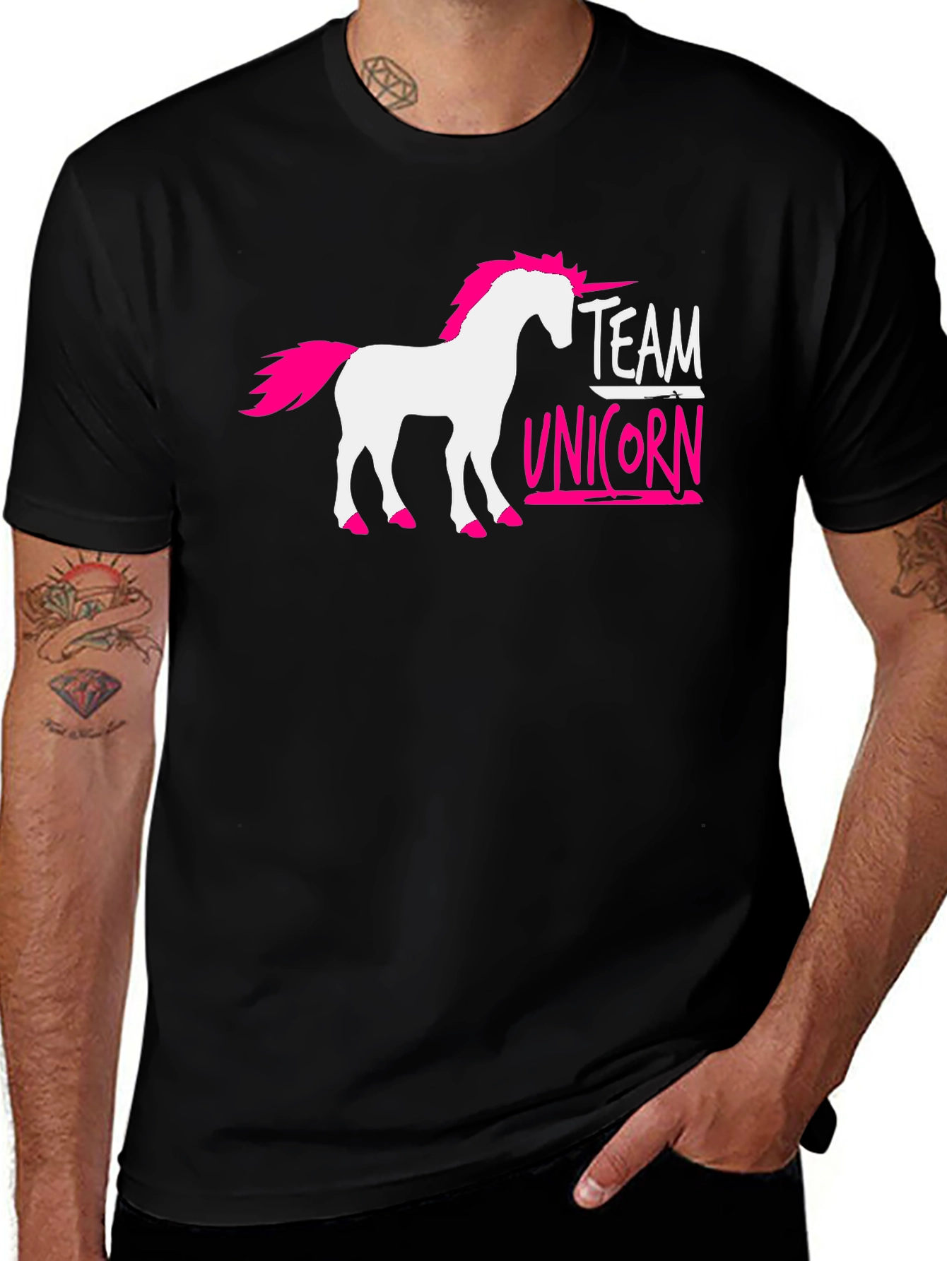 Variant 14 of Team Unicorn T-Shirt - Black Novelty Tee
