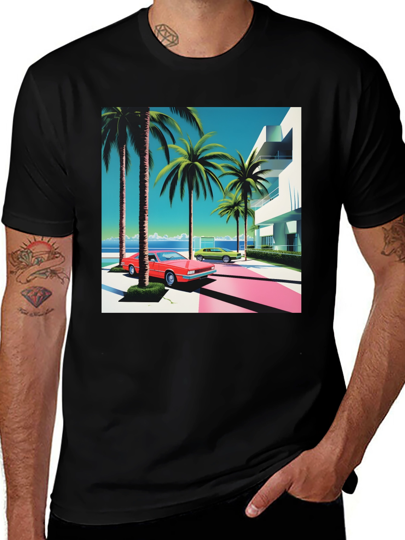 Miami Vice T-Shirt, Retro Design, Palm Trees