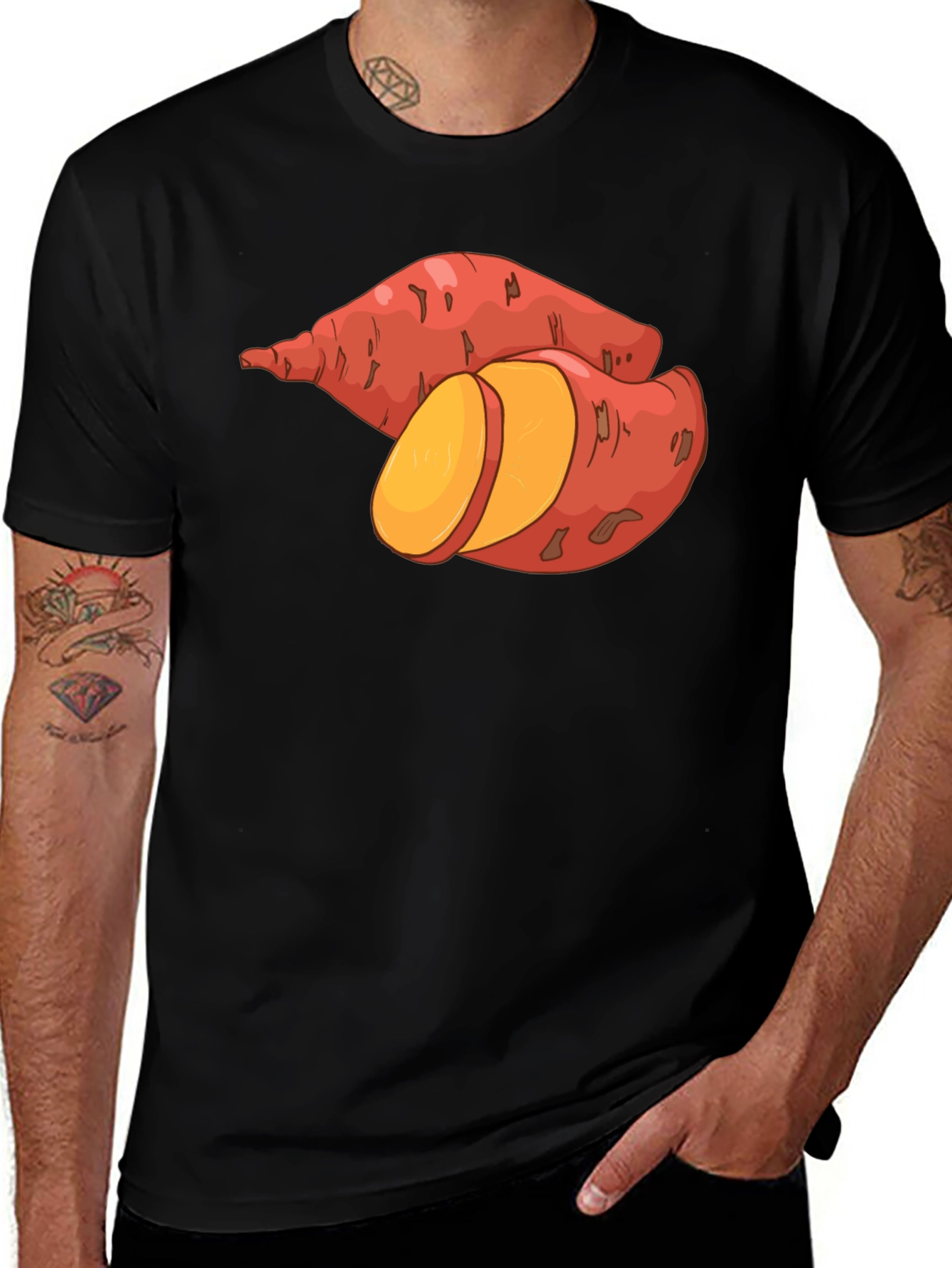 Variant 30 of Sweet Potato Graphic Tee - Black Unisex T-Shirt