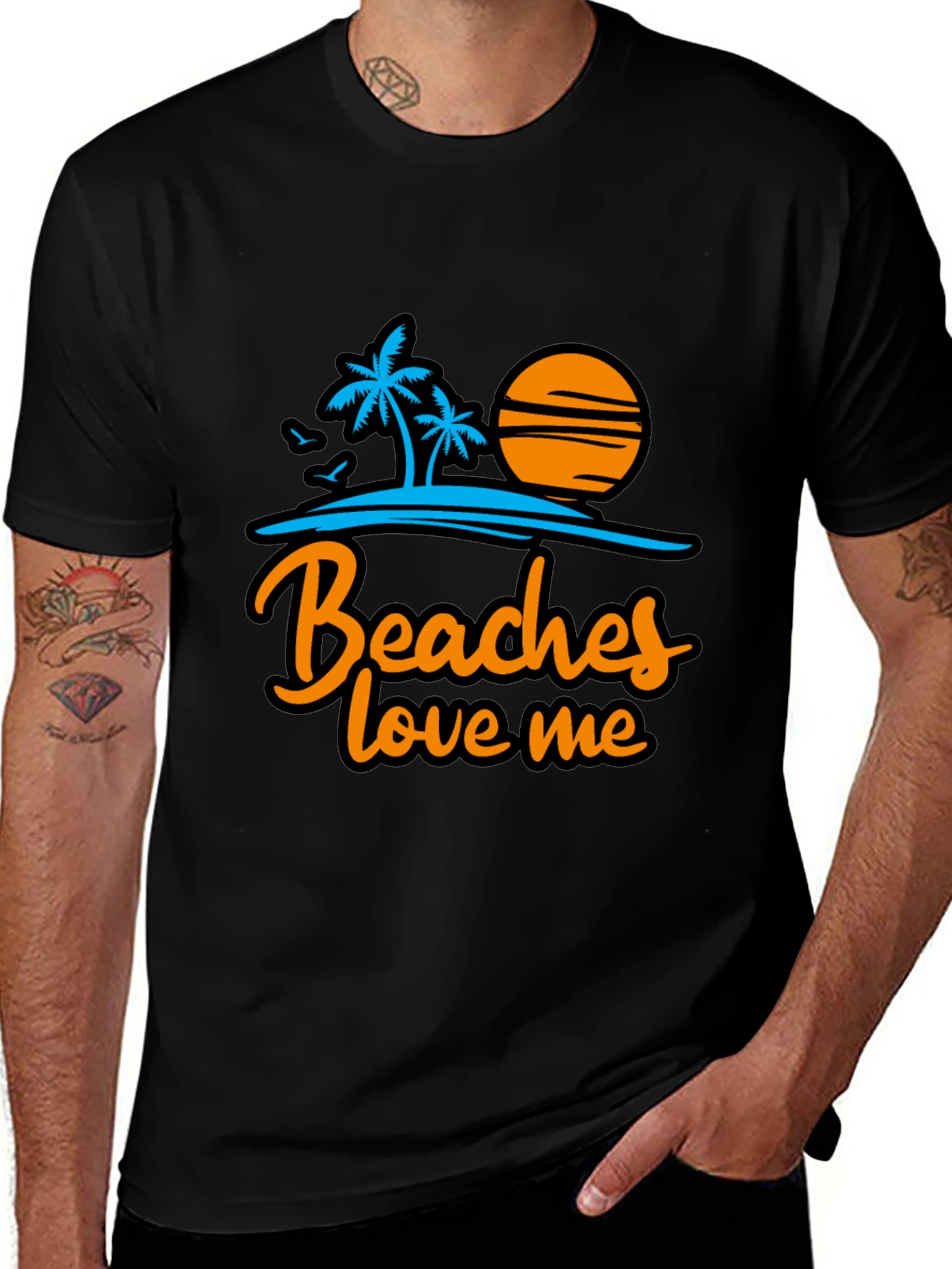 Variant 12 of Beaches Love Me Graphic Tee - Summer Vacation Shirt