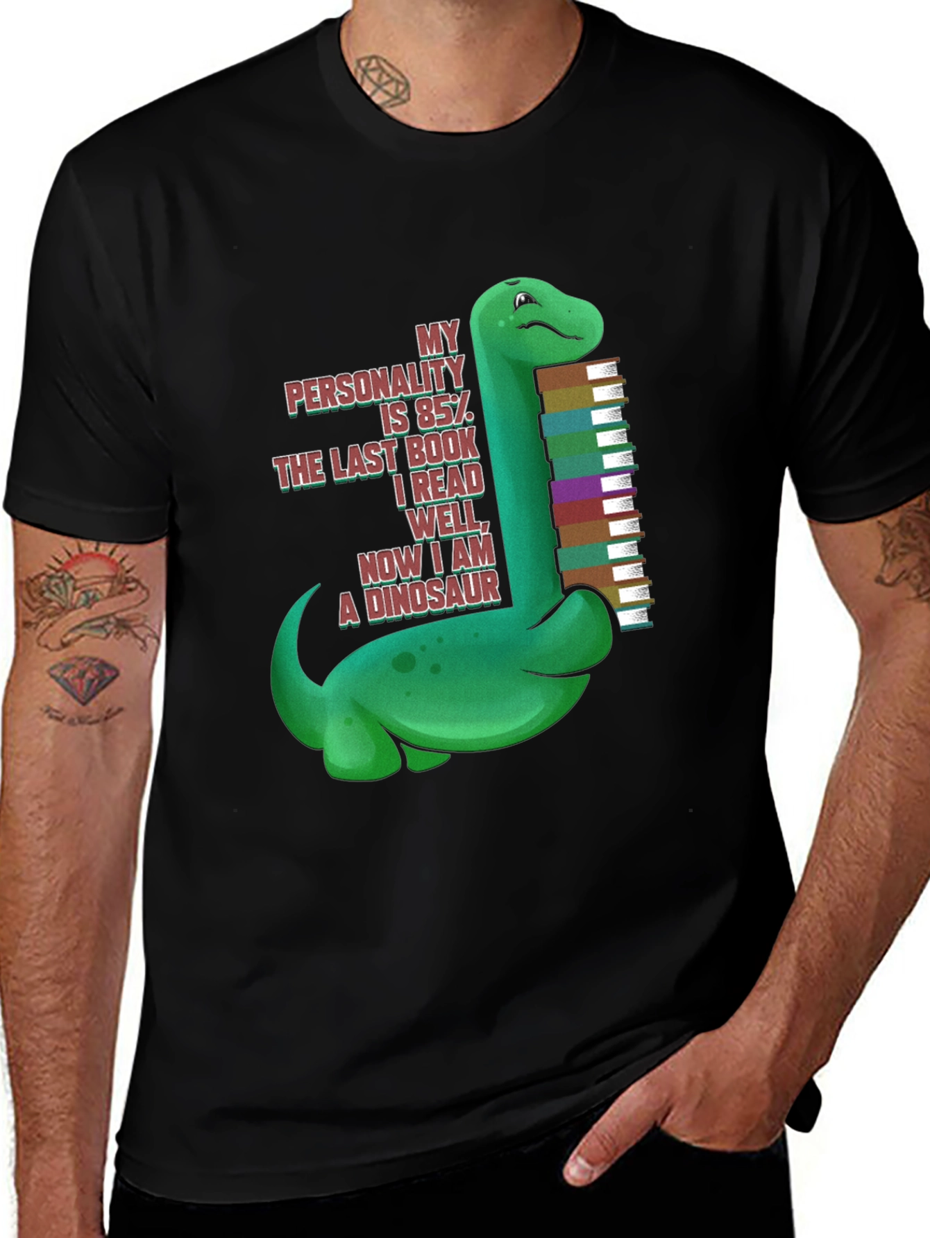 Variant 16 of Dinosaur Book Lover T-Shirt - "My Personality is 85%"