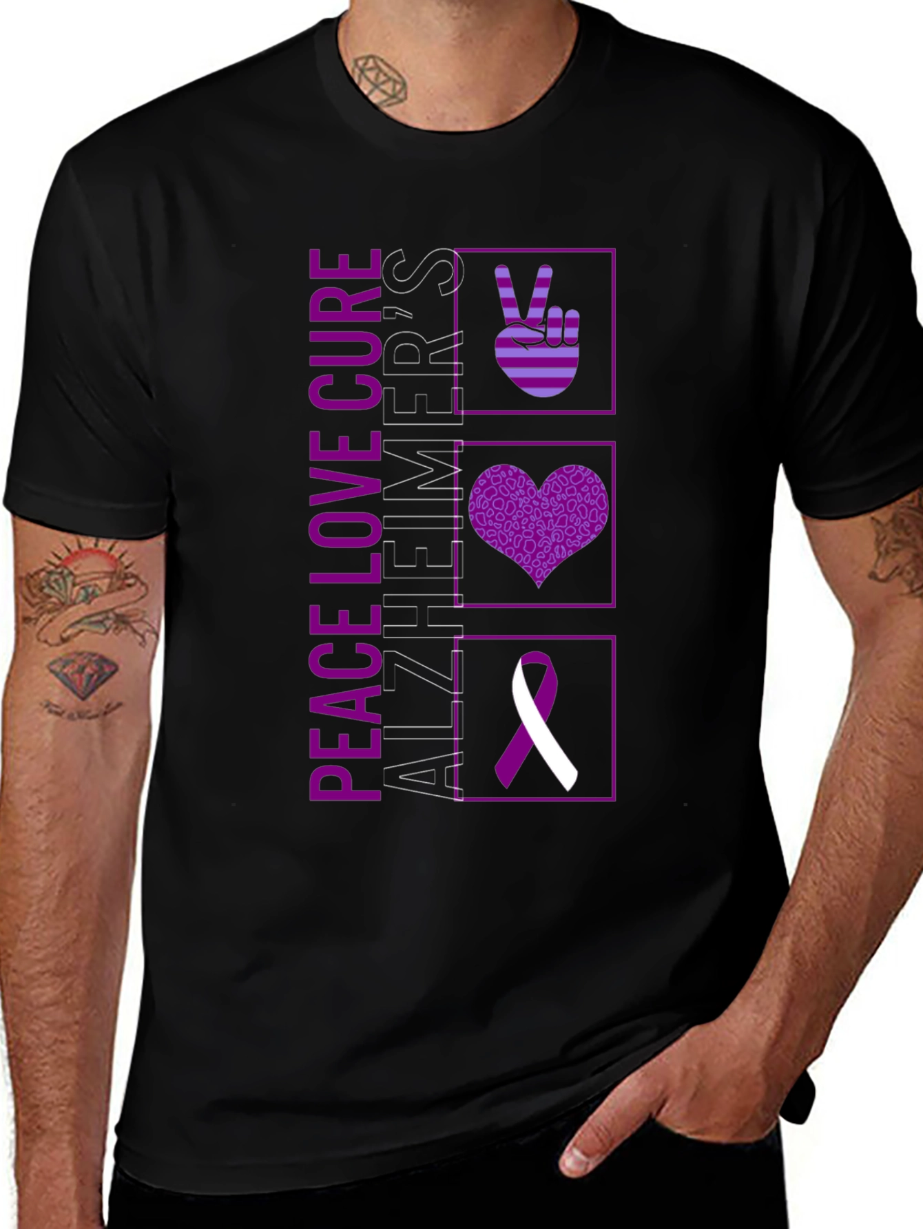 Peace Love Cure Alzheimer's Awareness T-Shirt