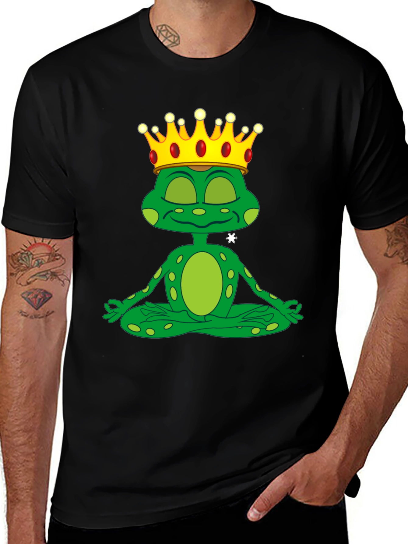 Variant 7 of Zen Frog King Graphic T-Shirt - Black