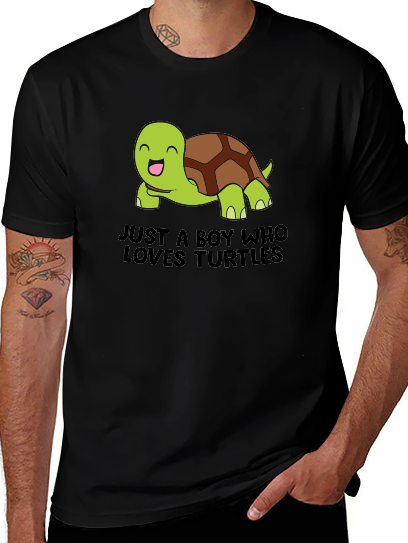 Variant 28 of Boy's "Loves Turtles" Graphic Tee - Black